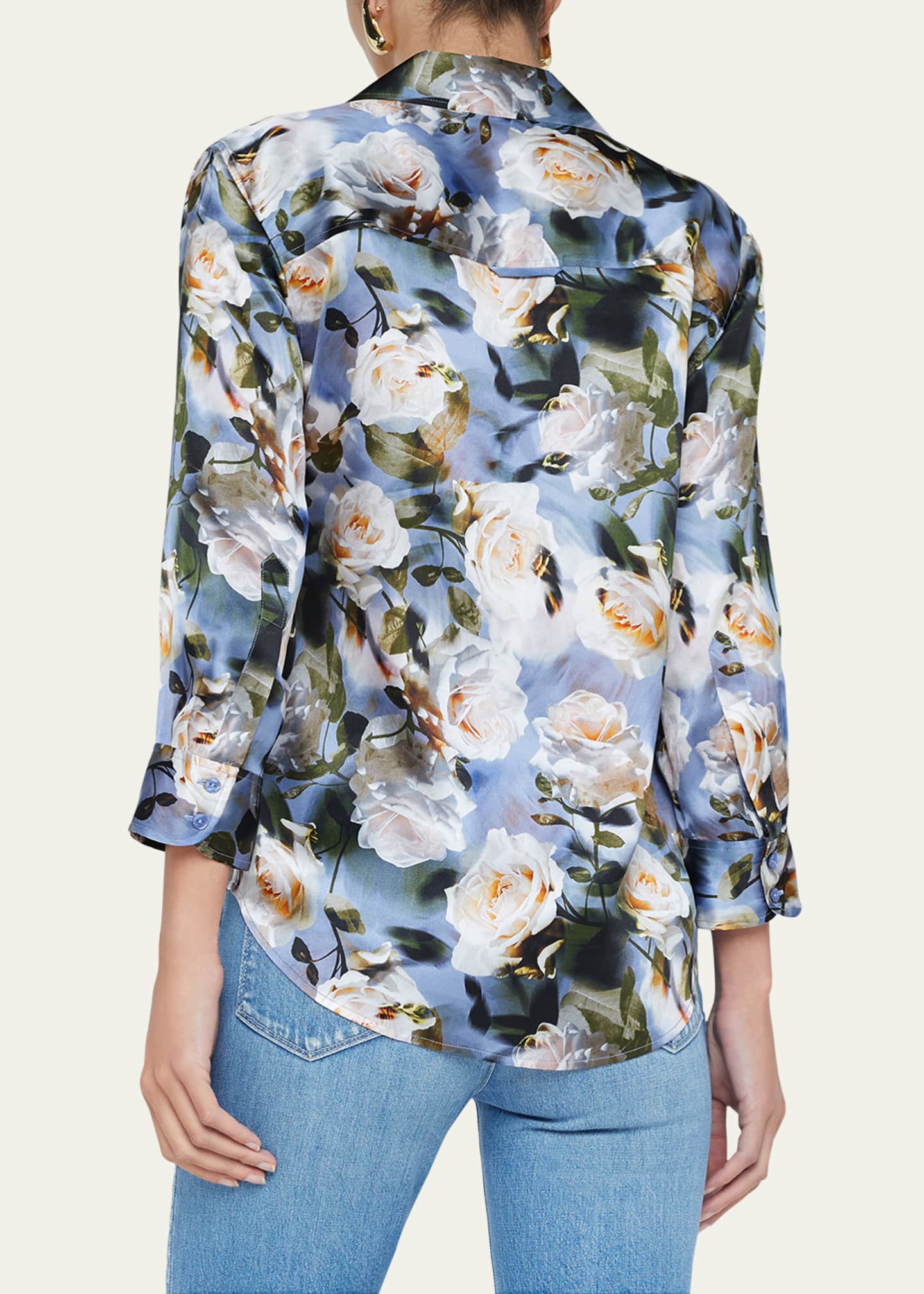 L'Agence Dani Floral Silk Blouse Image 3 of 5