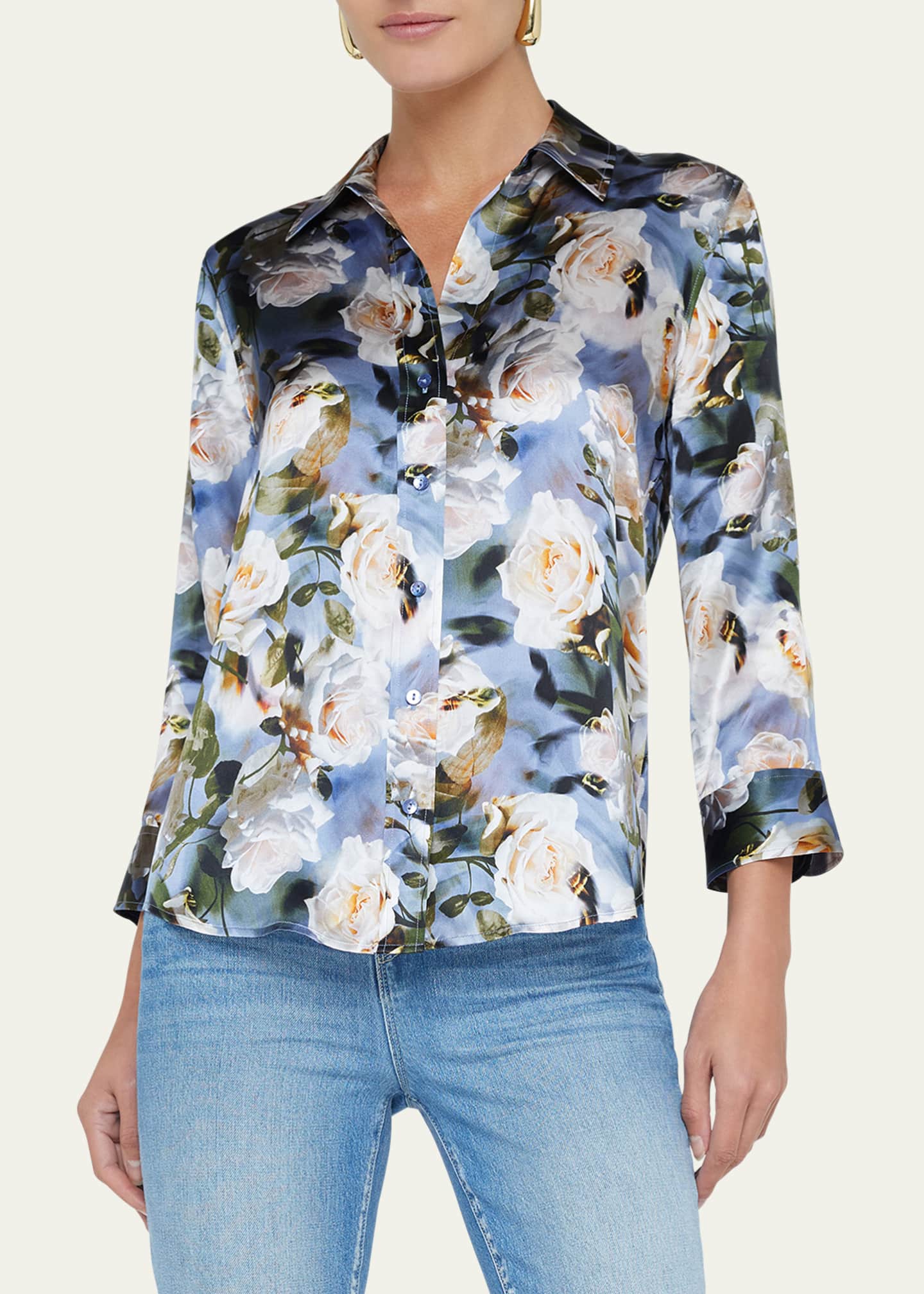 L'Agence Dani Floral Silk Blouse Image 4 of 5