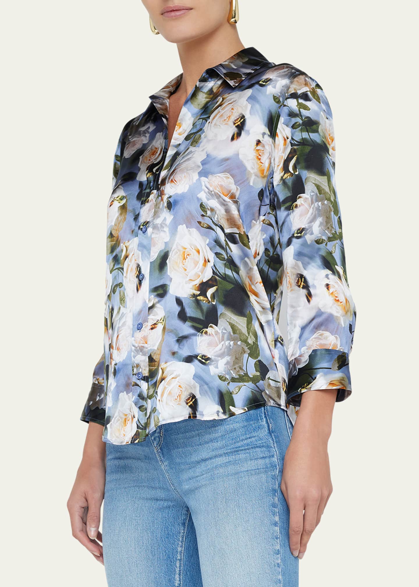 L'Agence Dani Floral Silk Blouse Image 5 of 5