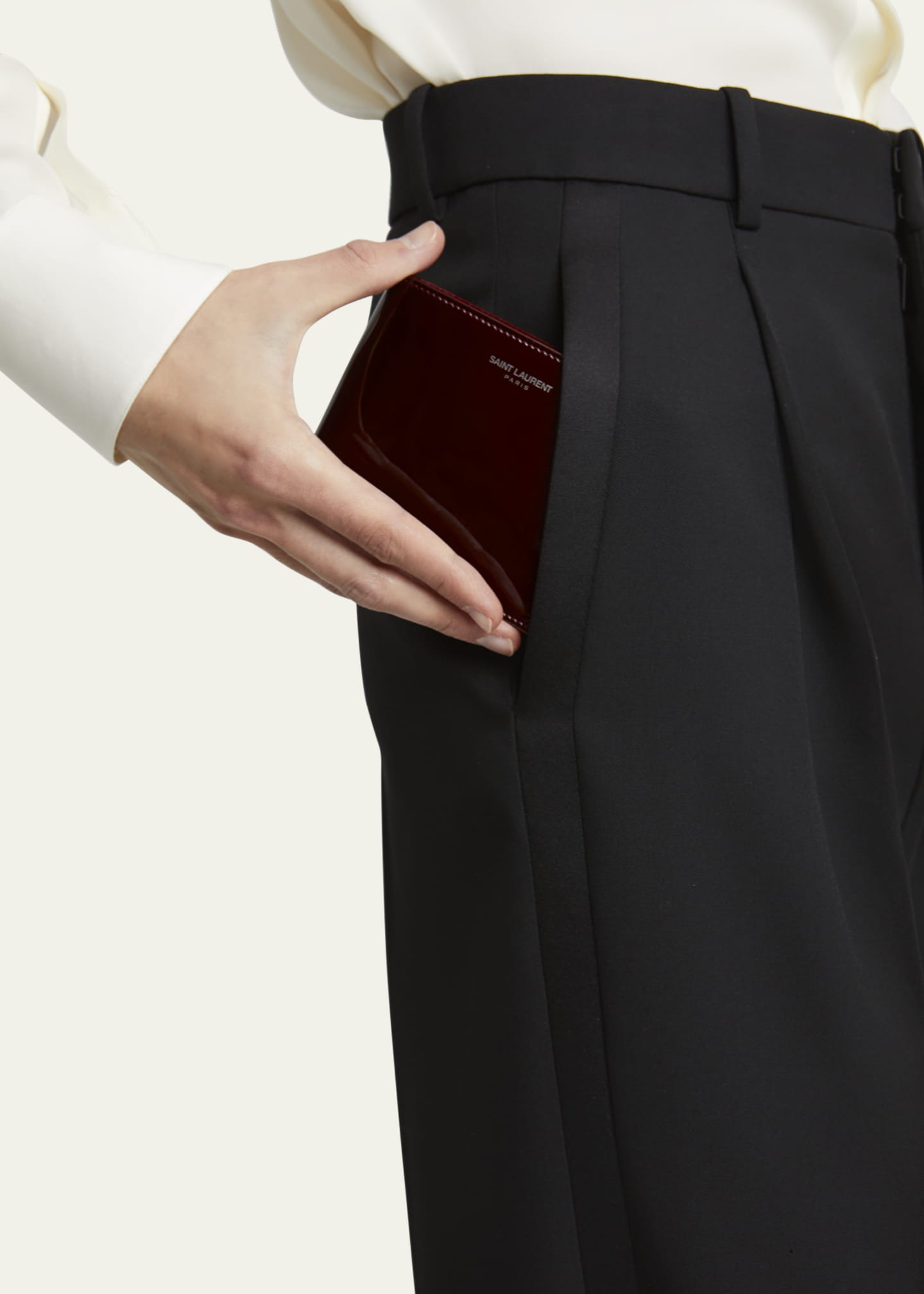 Saint Laurent Men's Patent Leather East-West Bifold Wallet Image 2 of 4