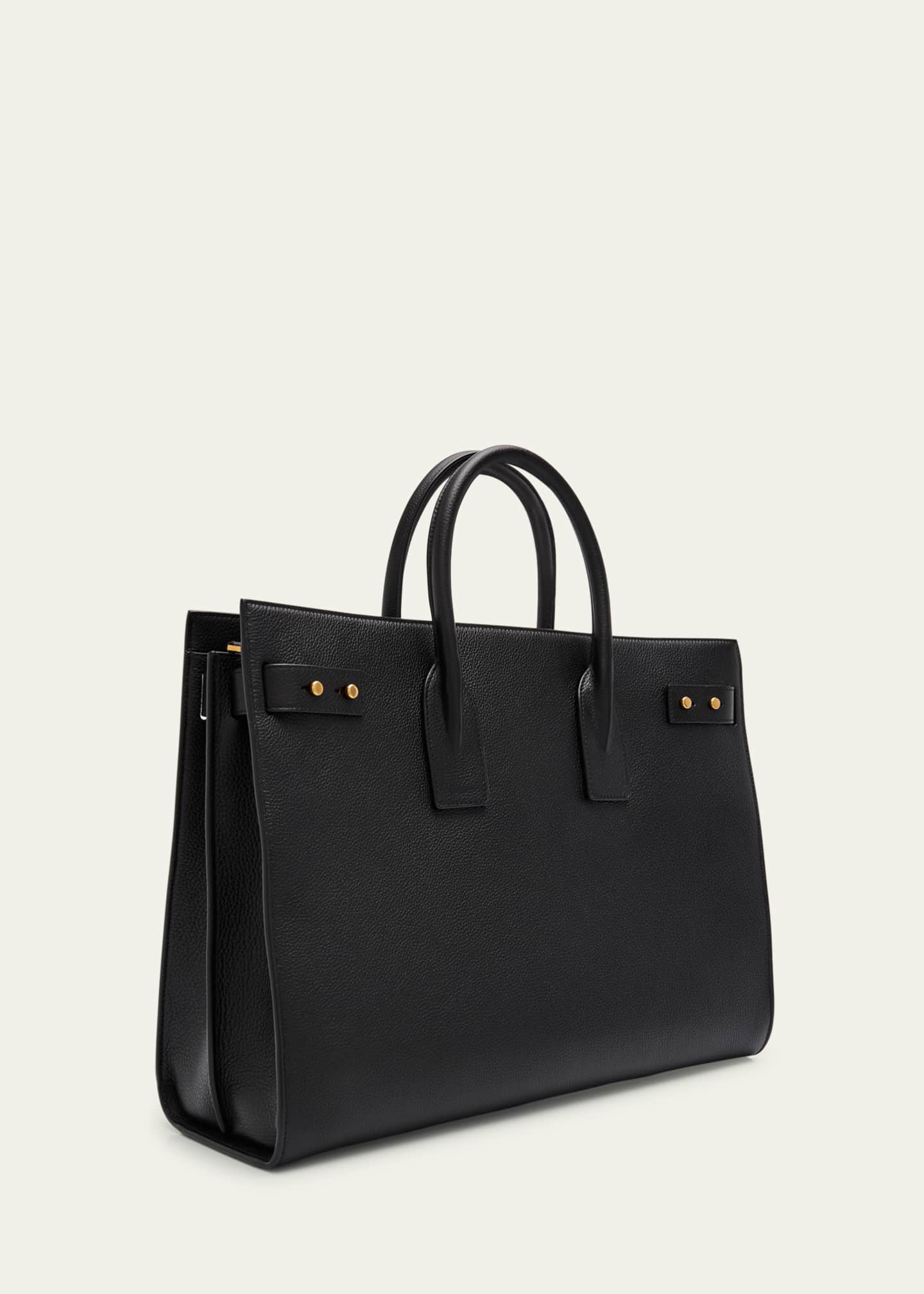 Saint Laurent Men's Sac de Jour Large Grained Leather Tote Bag Image 3 of 6