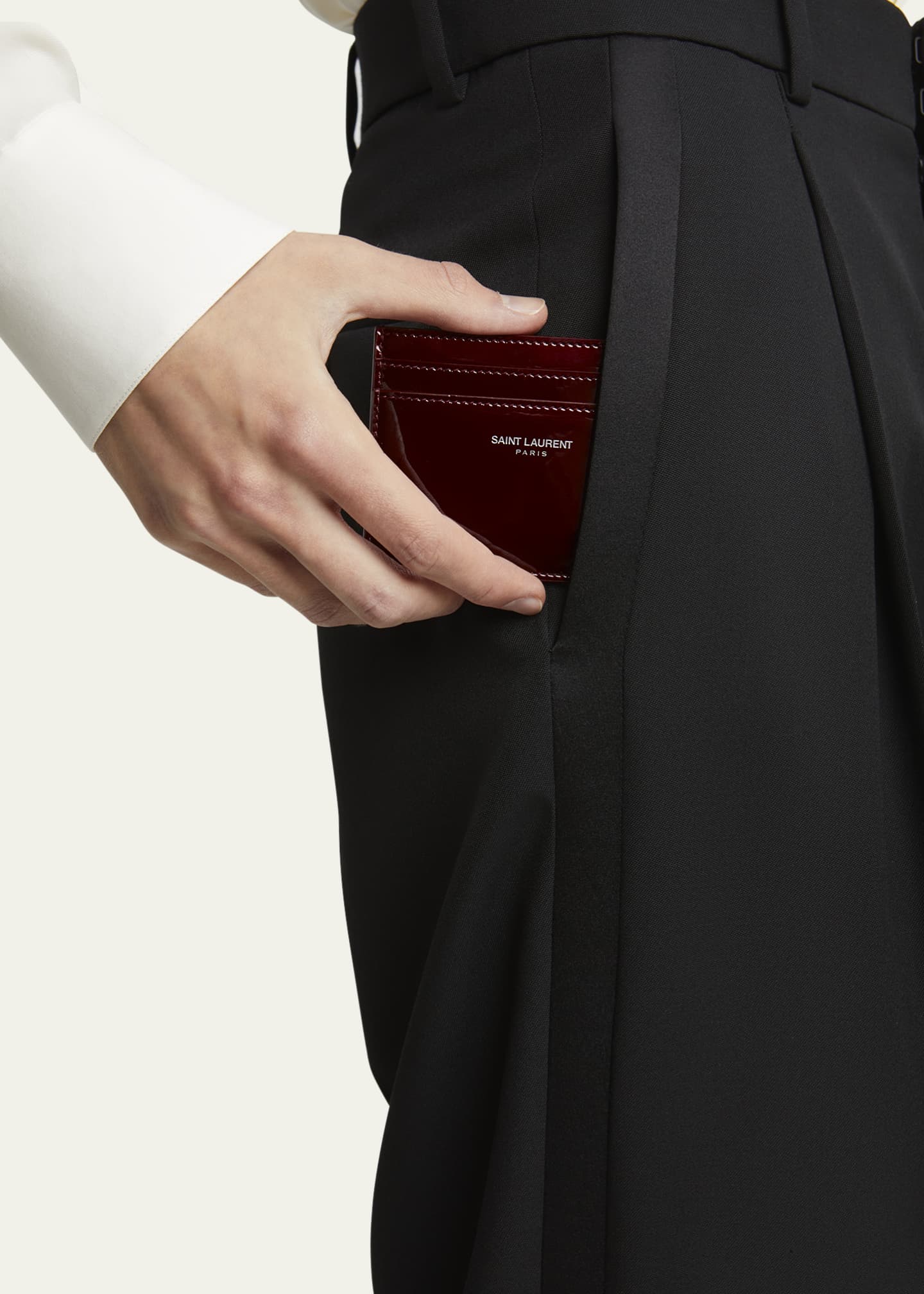 Saint Laurent Men's Patent Leather Card Holder Image 2 of 3