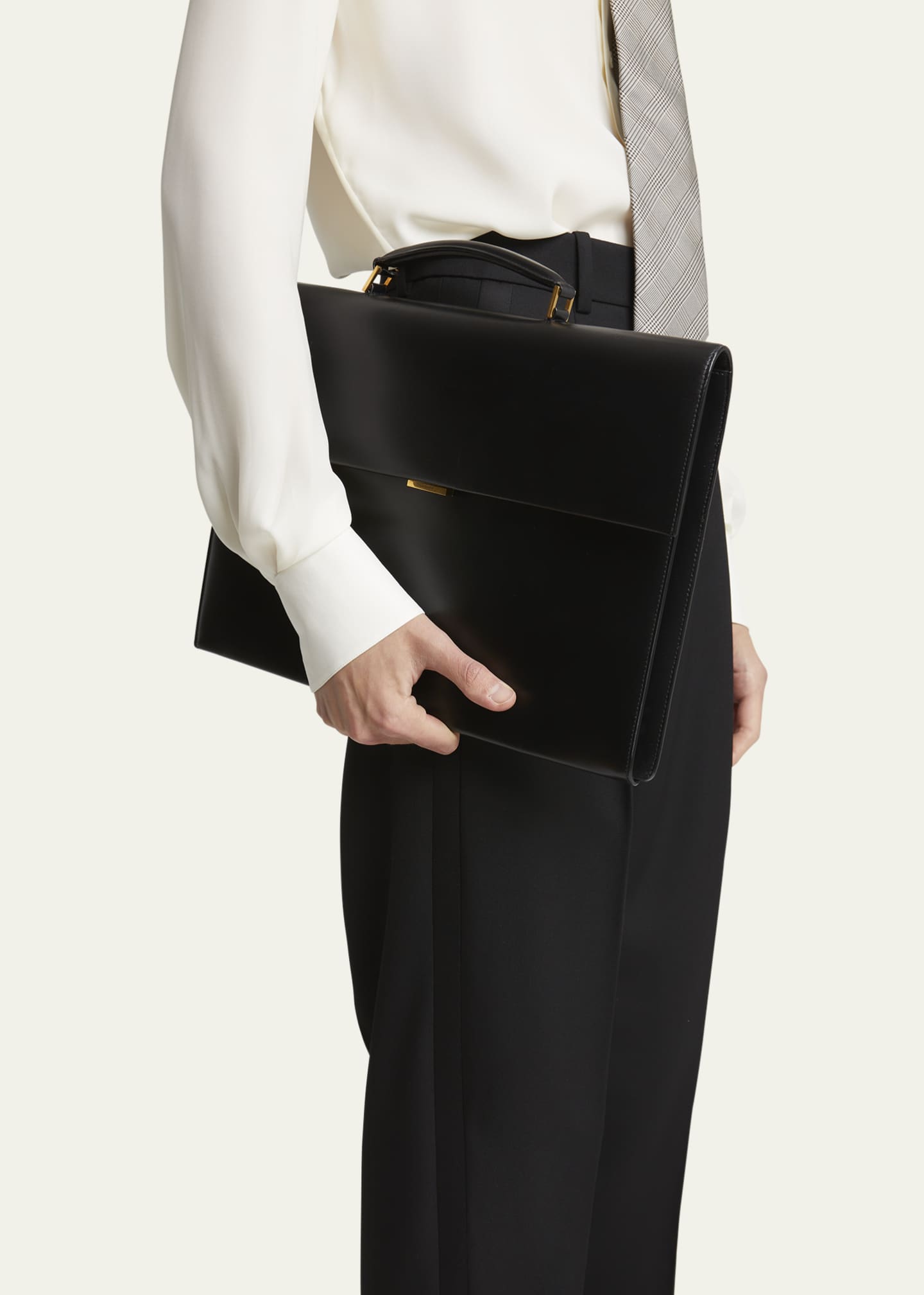 Saint Laurent Men's Smooth Leather Briefcase Image 2 of 5