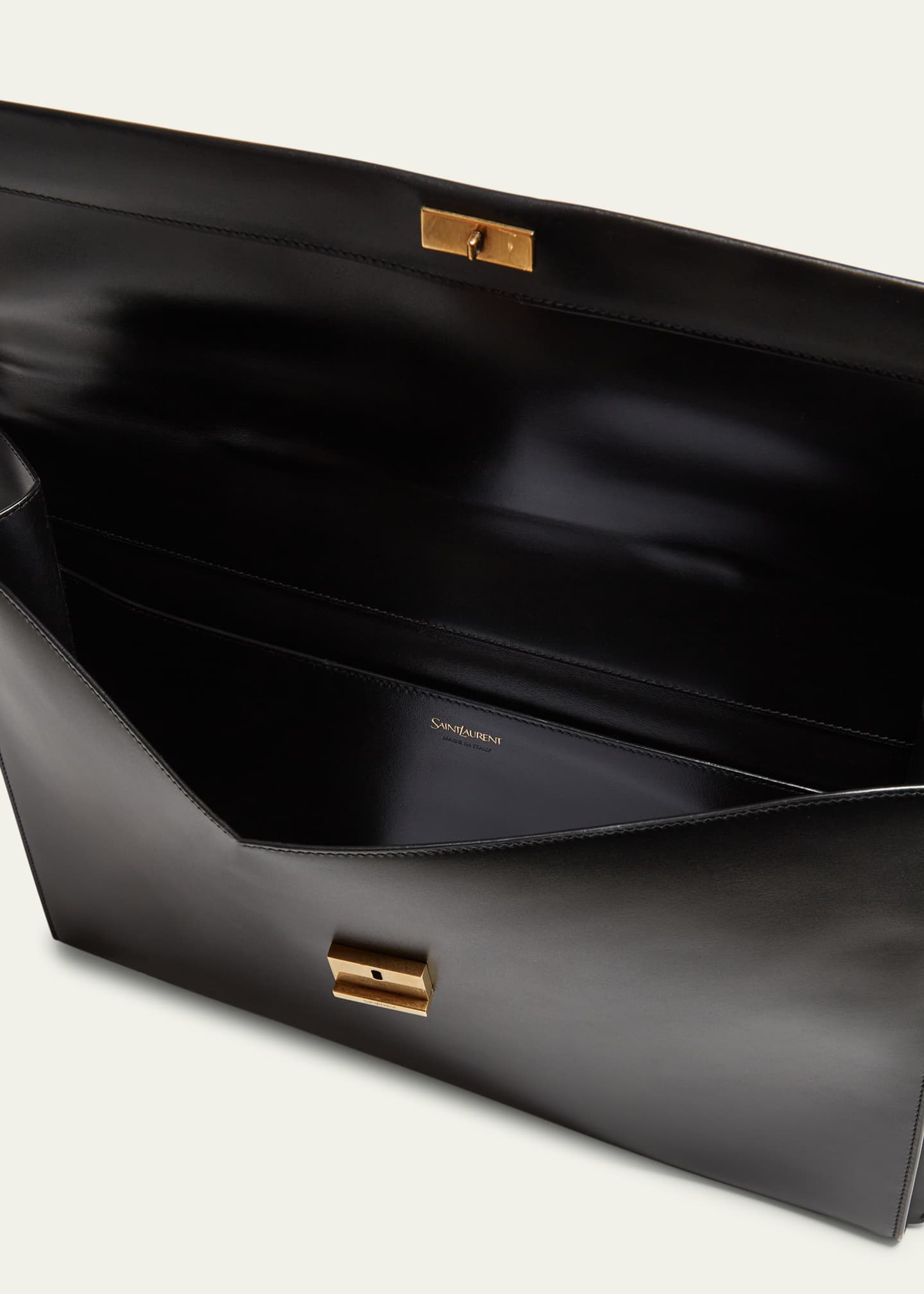 Saint Laurent Men's Smooth Leather Briefcase Image 4 of 5