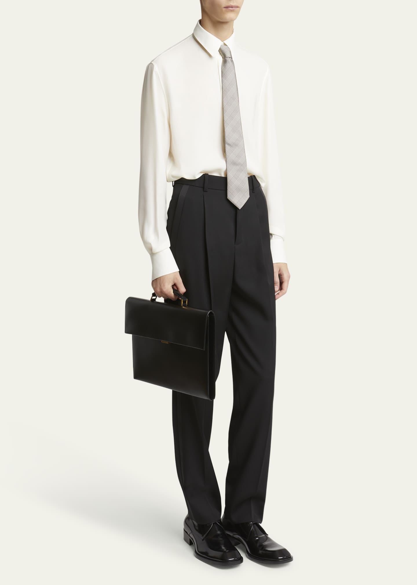 Saint Laurent Men's Smooth Leather Briefcase Image 5 of 5