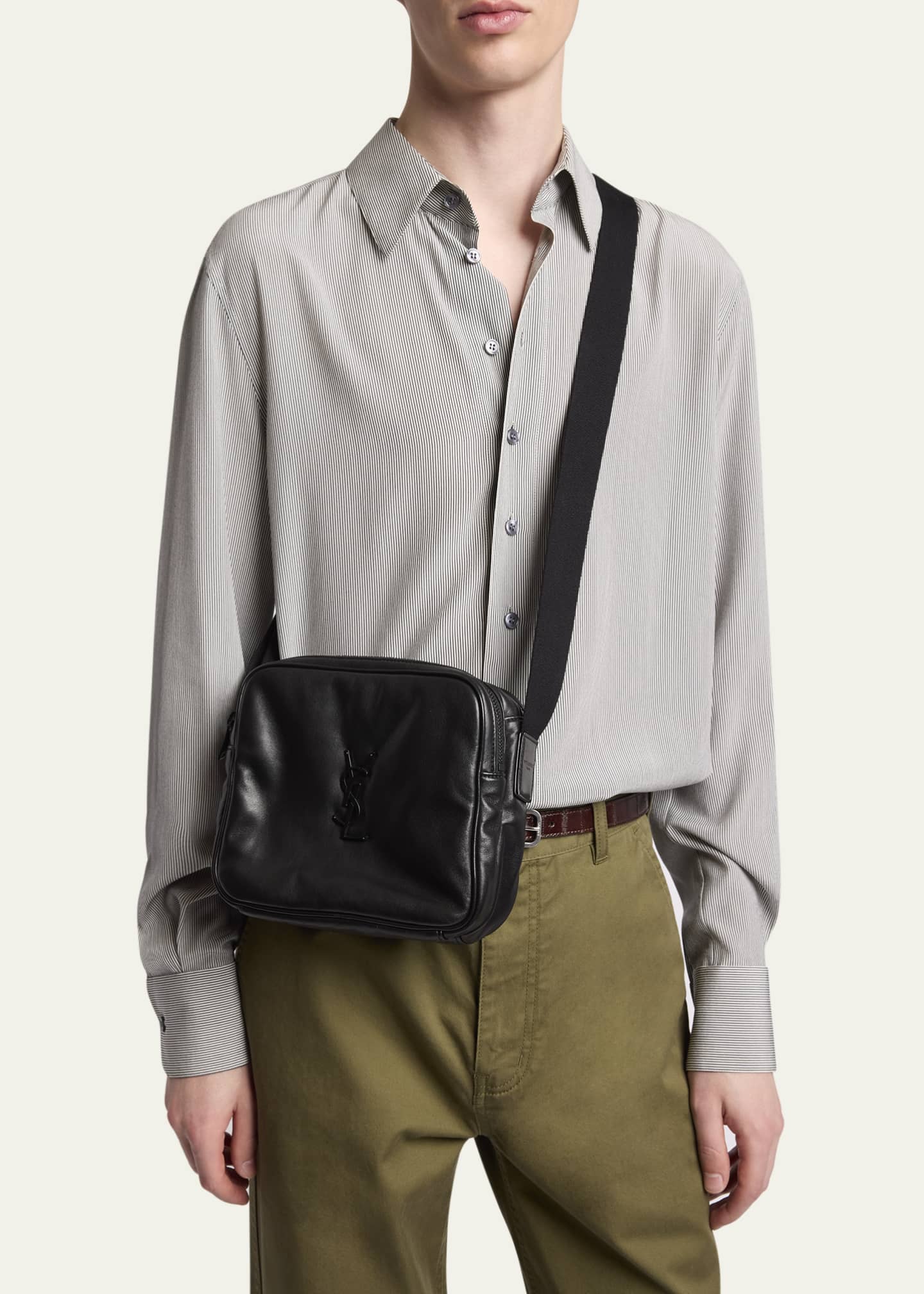 Saint Laurent Men's Niki YSL Cube Camera Bag in Leather