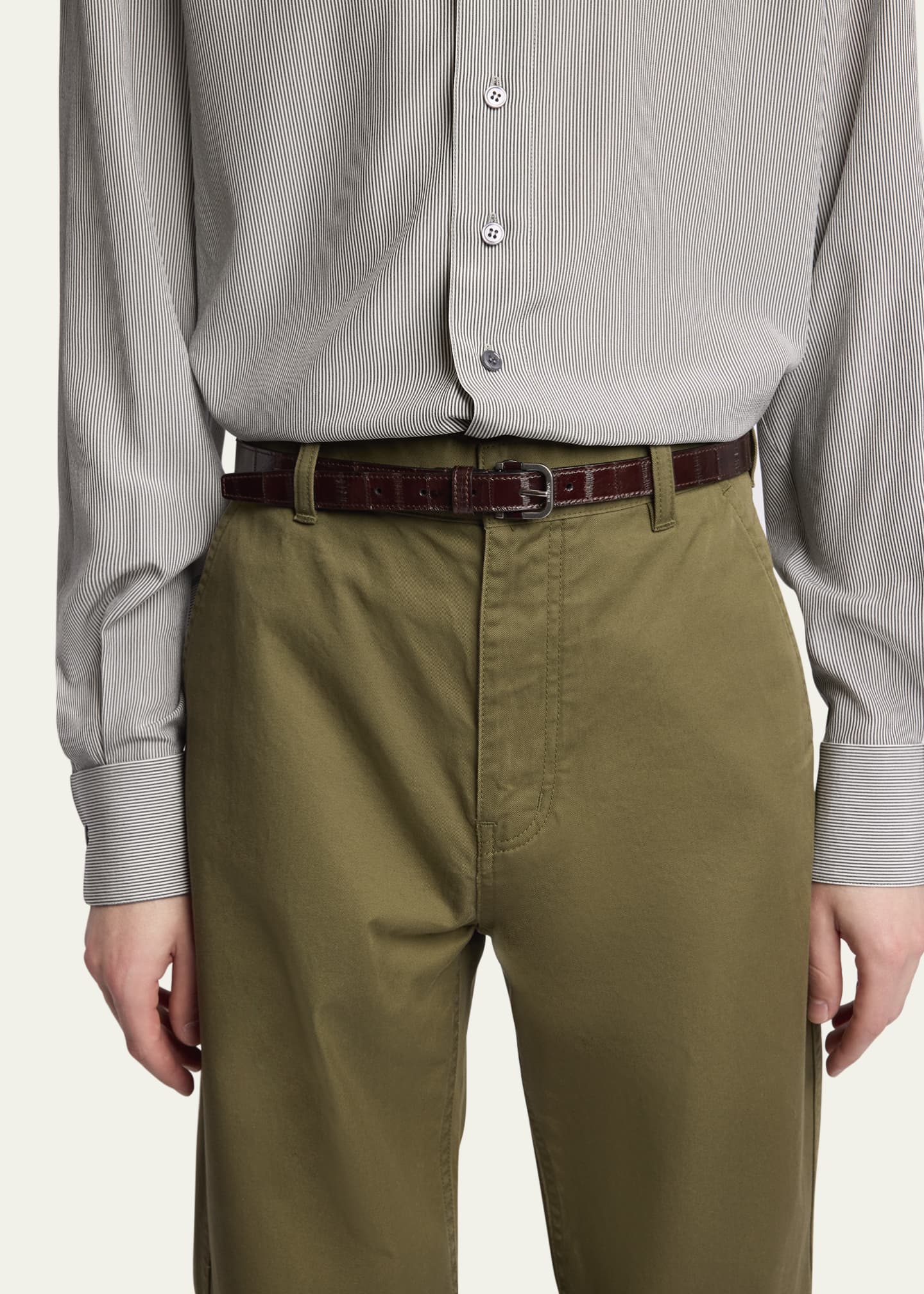 Saint Laurent Men's Skinny Belt in Eel Leather Image 2 of 2