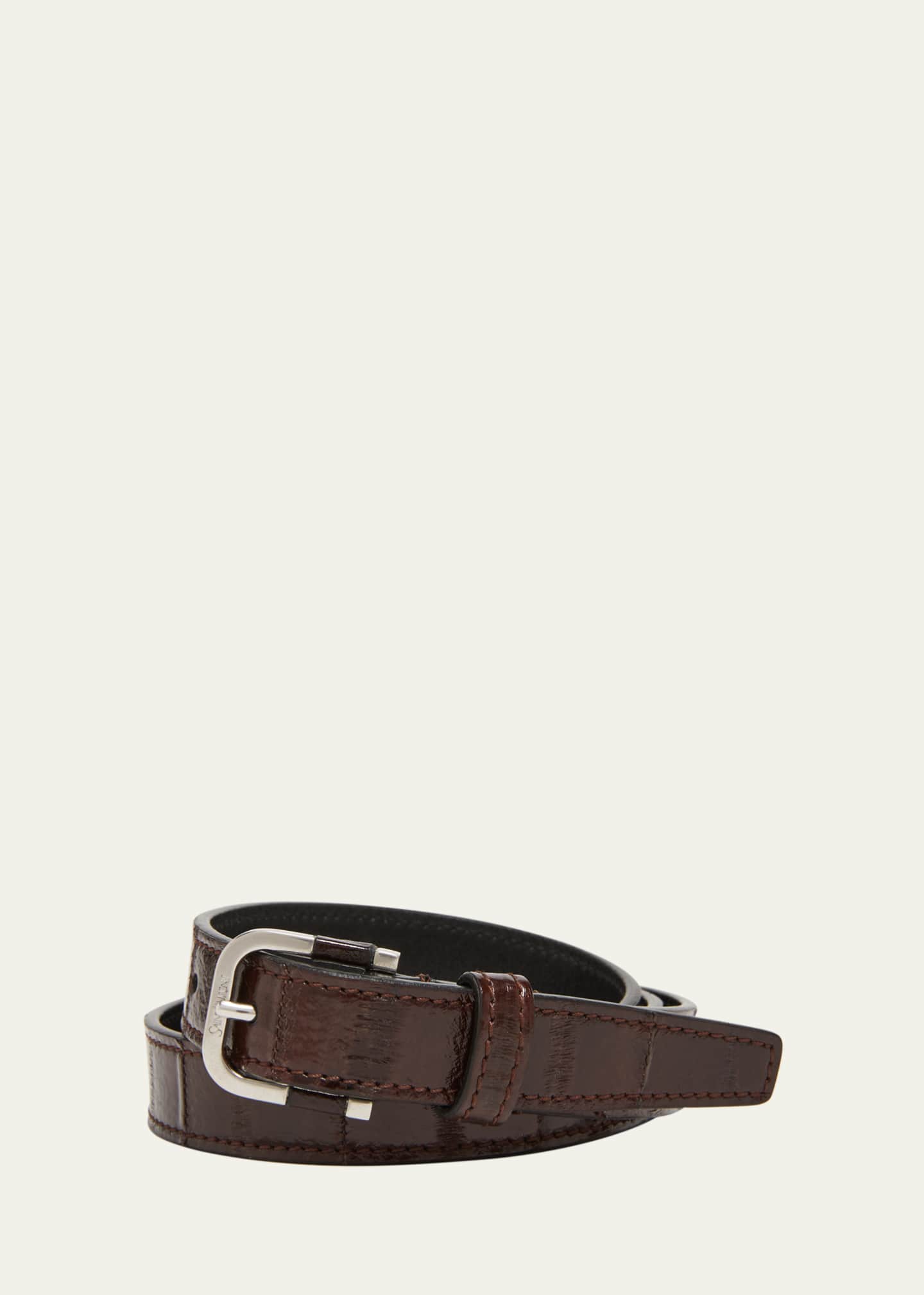 Saint Laurent Men's Skinny Belt in Eel Leather Image 1 of 2
