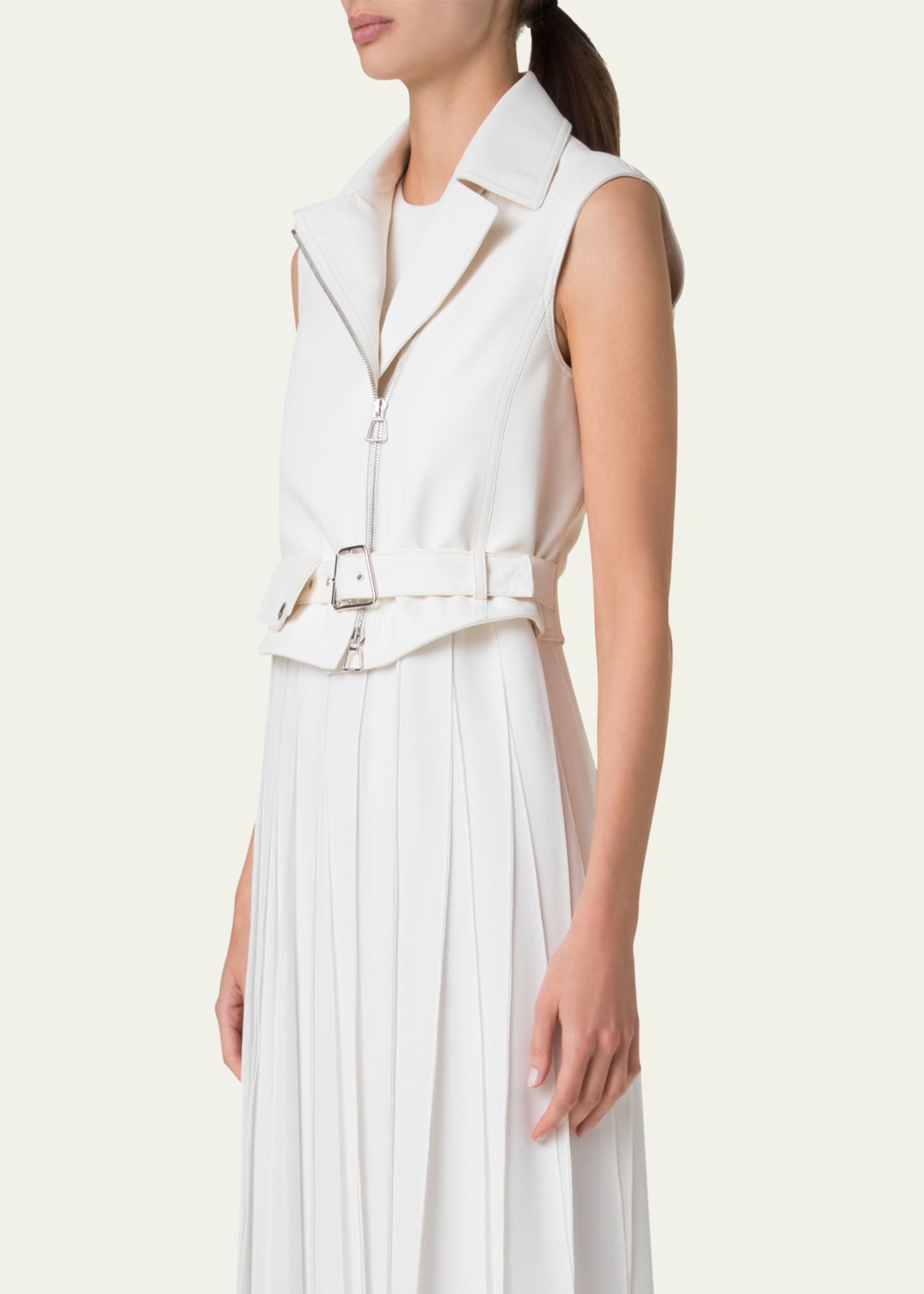 Akris Alvy Nappa Leather Biker-Style Gilet Image 4 of 5
