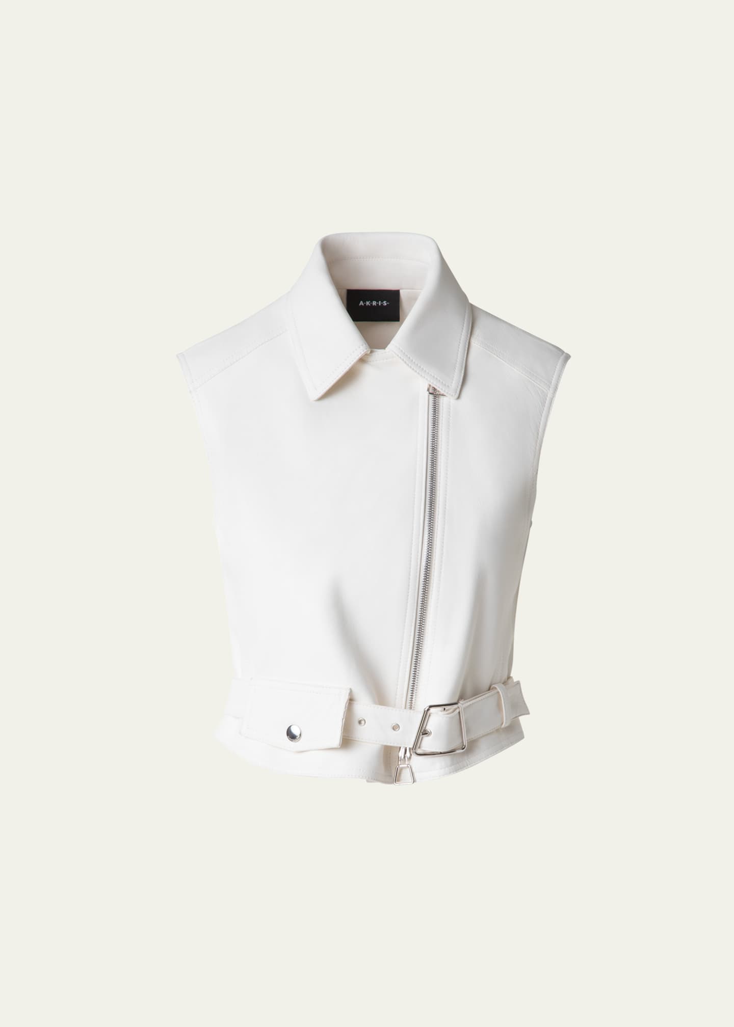Akris Alvy Nappa Leather Biker-Style Gilet Image 1 of 5