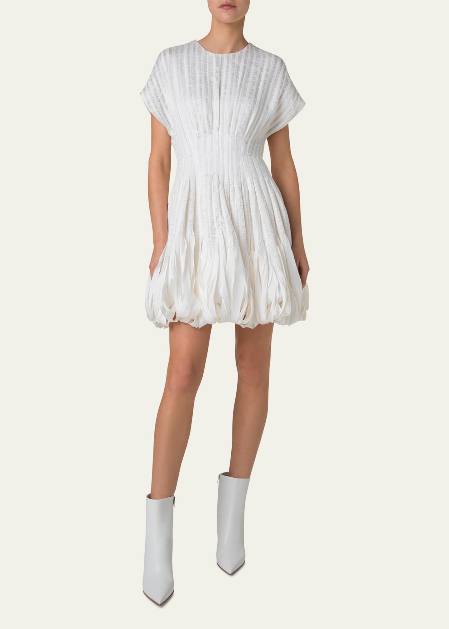 Akris Textured Silk Bubble-Hem Mini Dress Image 2 of 5