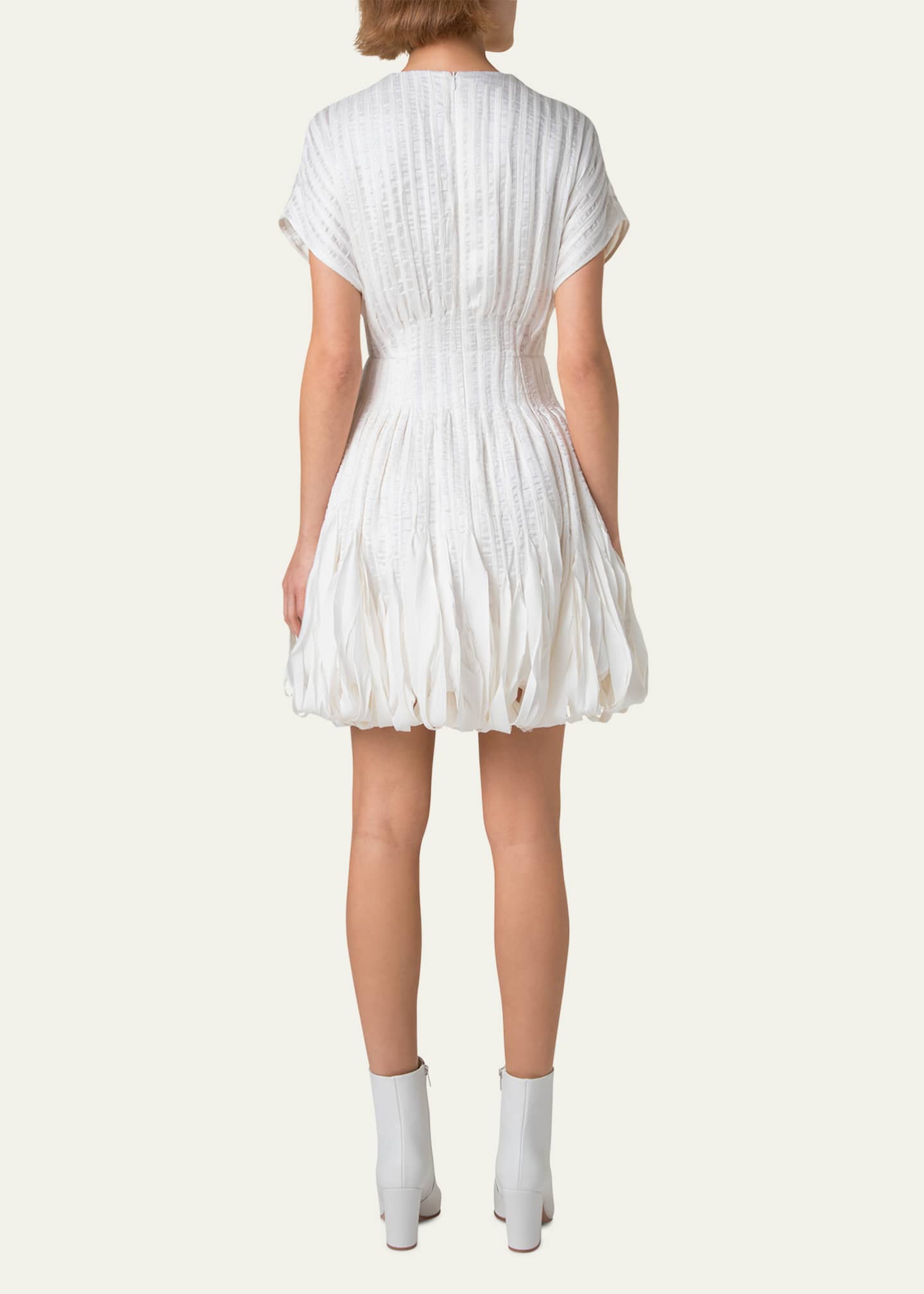 Akris Textured Silk Bubble-Hem Mini Dress Image 3 of 5