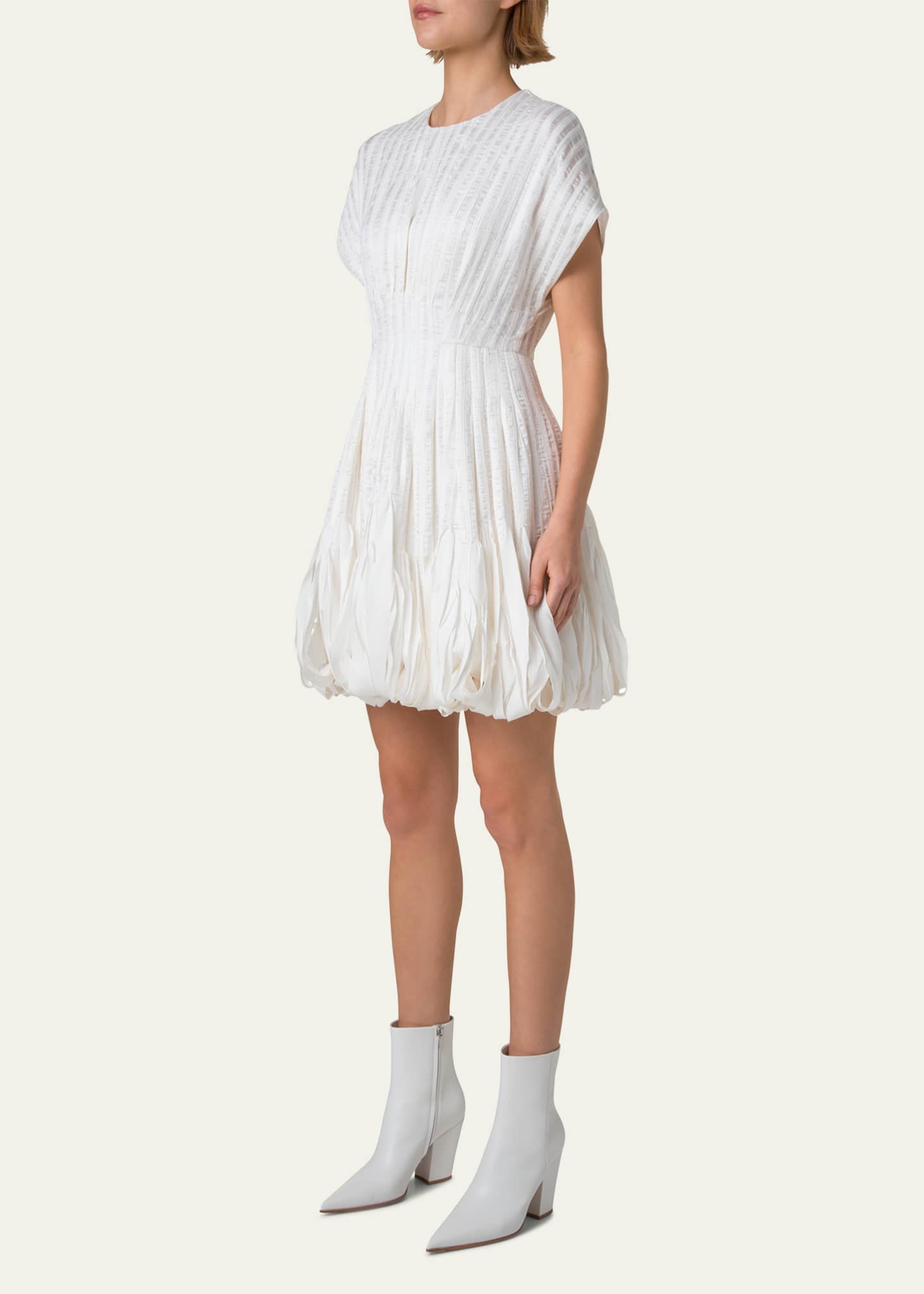 Akris Textured Silk Bubble-Hem Mini Dress Image 4 of 5