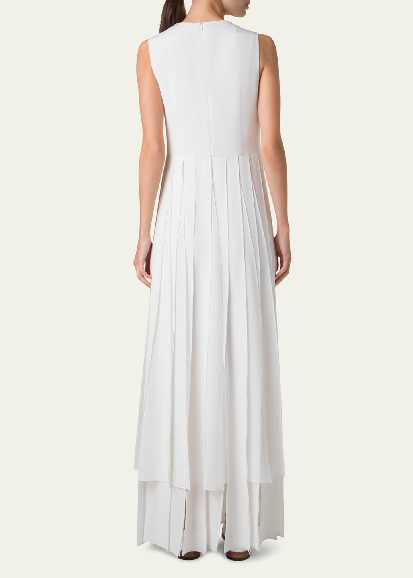 Akris Sleeveless Pleated Ribbon Silk Crepe Gown Image 3 of 5