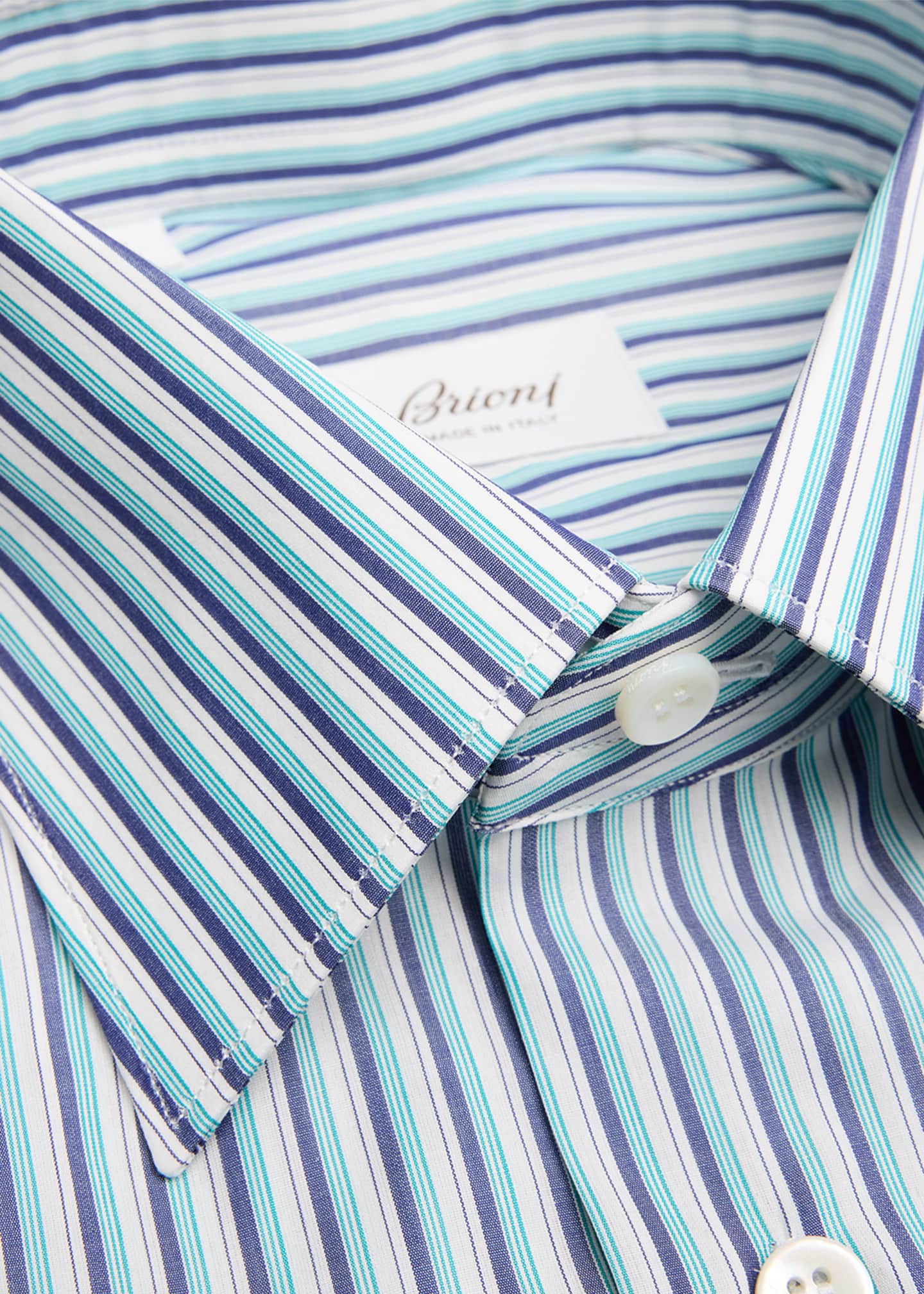Brioni Men's Cotton Multi-Stripe Dress Shirt Image 2 of 2