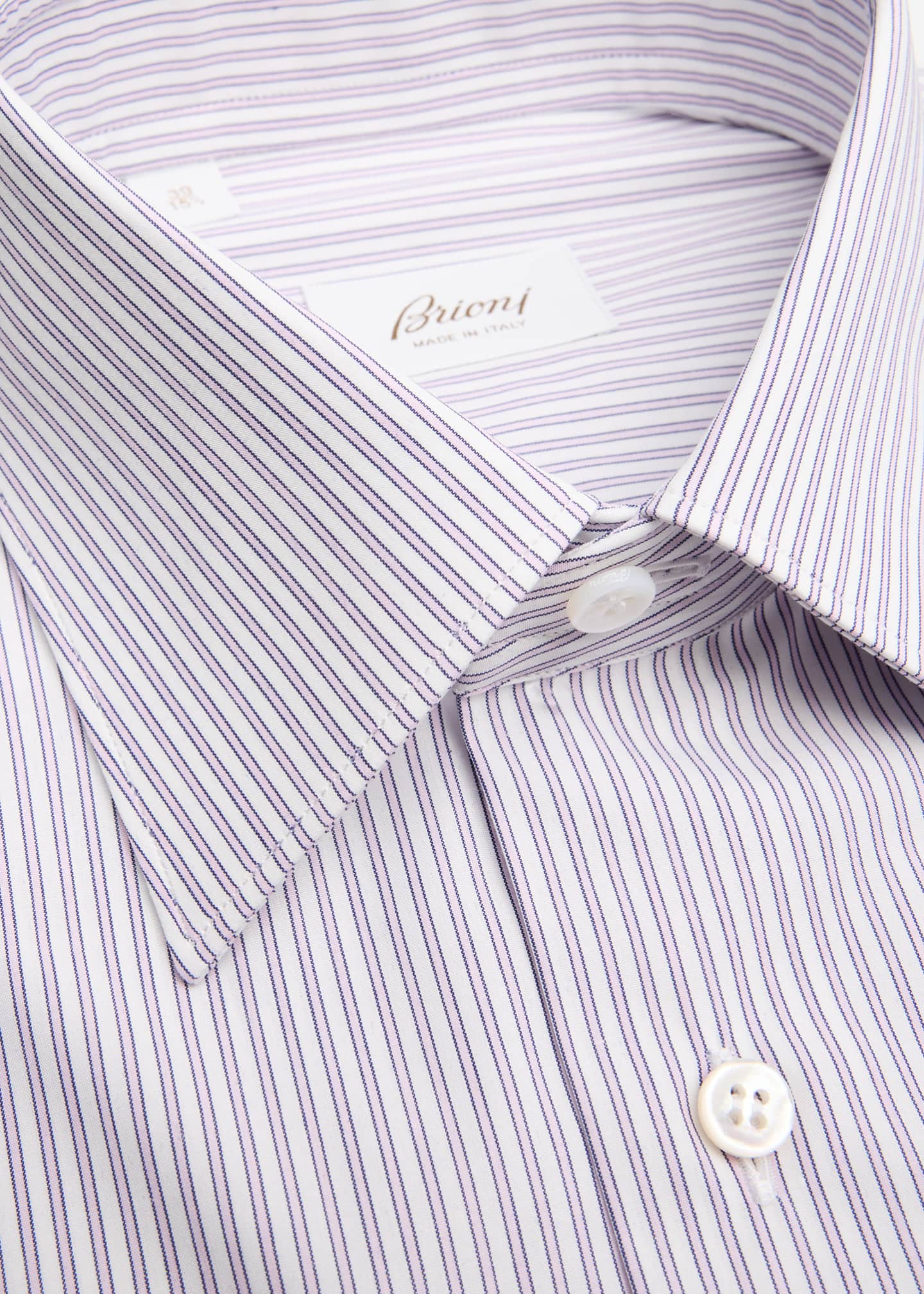 Brioni Men's Cotton Pinstripe Dress Shirt Image 2 of 2