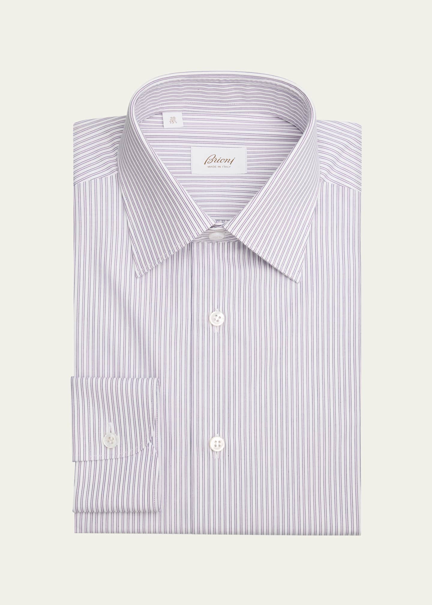 Brioni Men's Cotton Pinstripe Dress Shirt Image 1 of 2