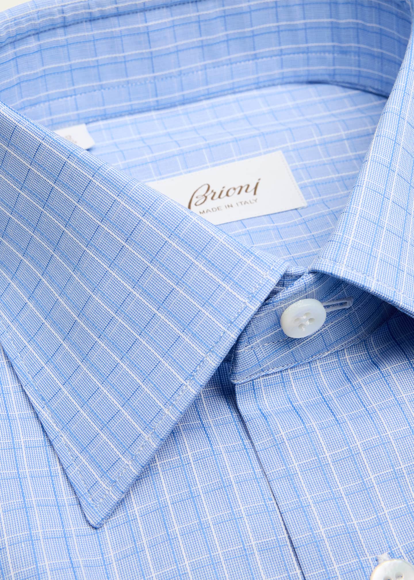 Brioni Men's Cotton Check Dress Shirt Image 2 of 2