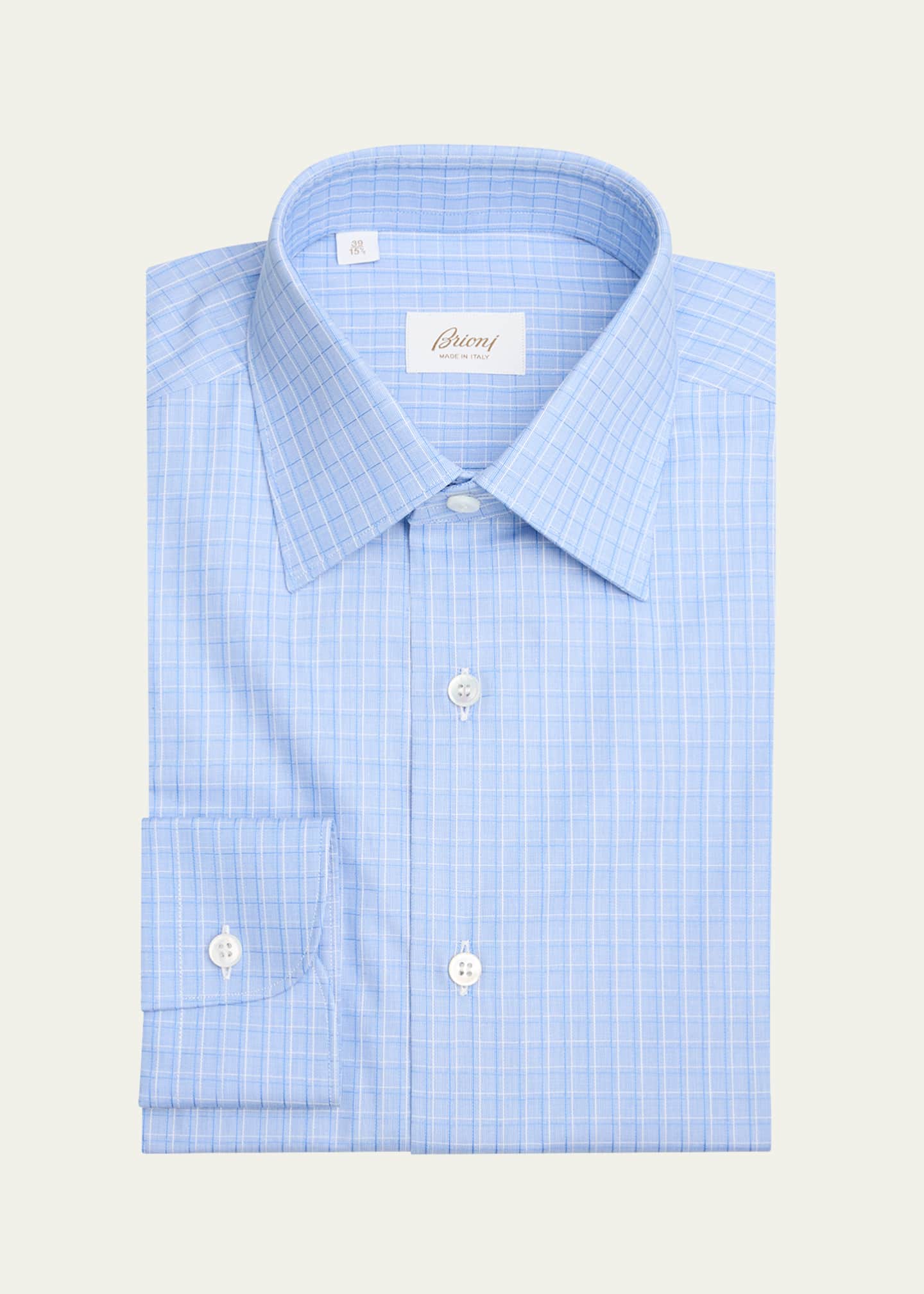Brioni Men's Cotton Check Dress Shirt Image 1 of 2