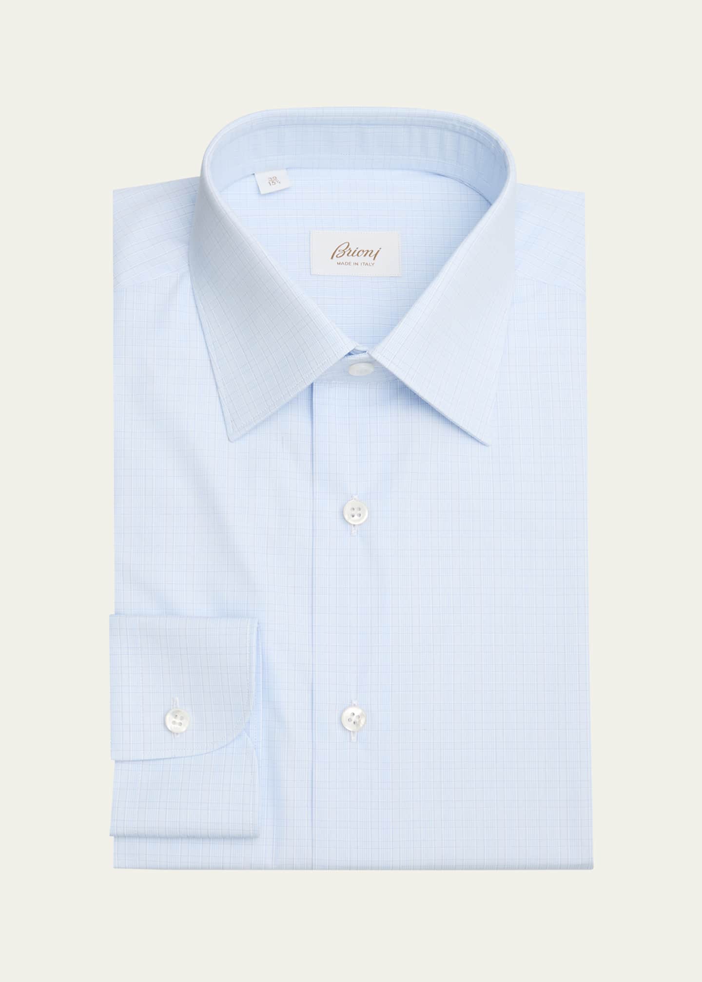 Brioni Men's Cotton Tonal Check Dress Shirt Image 1 of 2