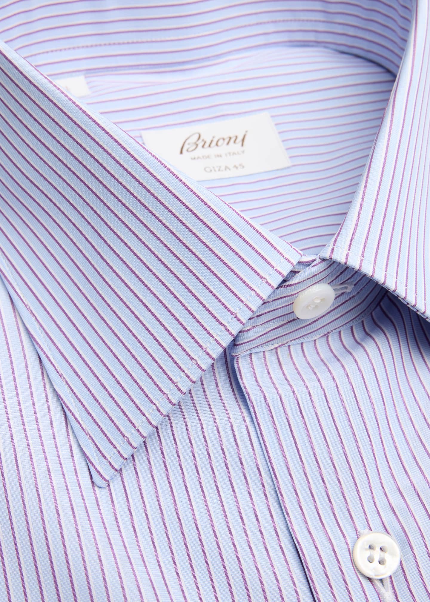 Brioni Men's Cotton Multi-Stripe Dress Shirt Image 2 of 2