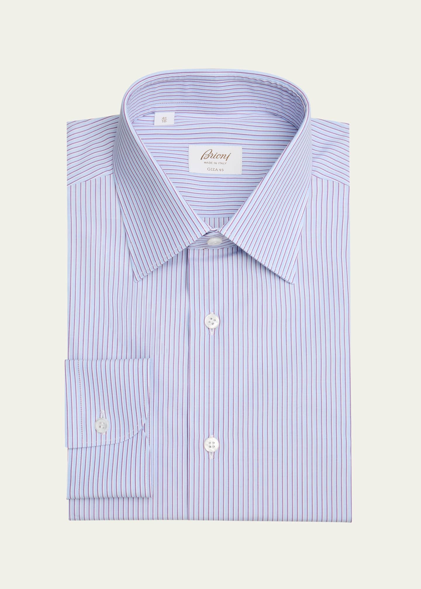 Brioni Men's Cotton Multi-Stripe Dress Shirt Image 1 of 2