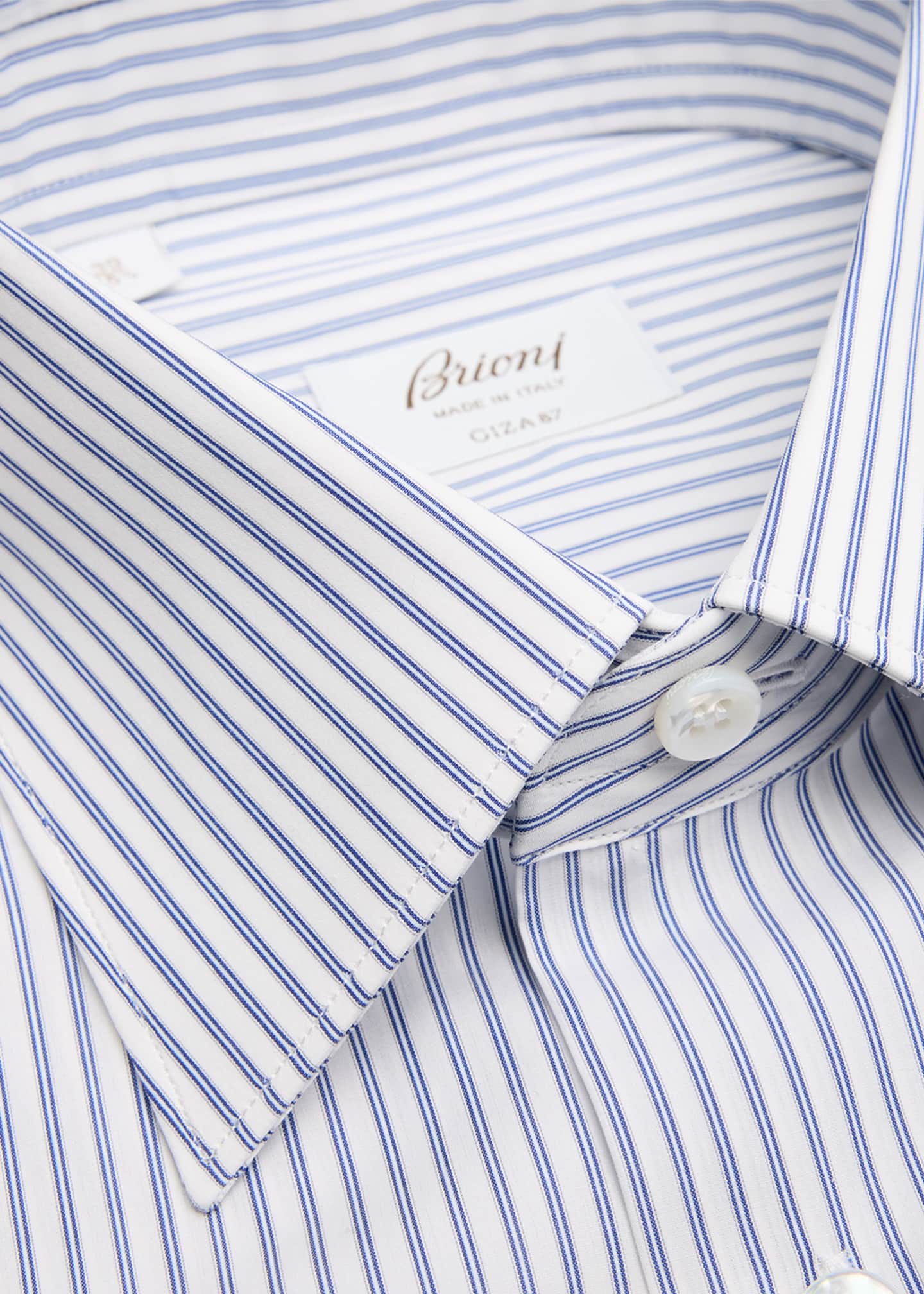 Brioni Men's Cotton Pinstripe Dress Shirt Image 2 of 2