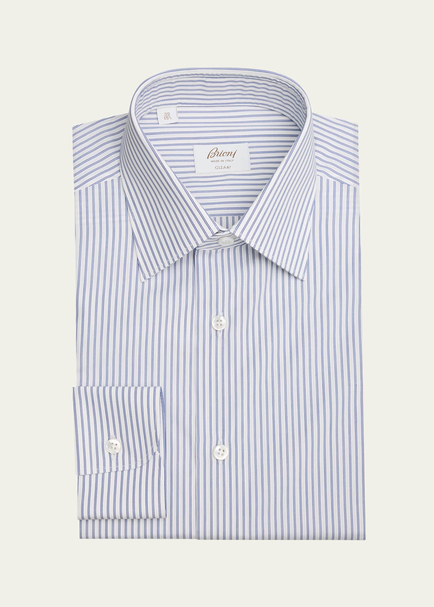 Brioni Men's Cotton Pinstripe Dress Shirt Image 1 of 2