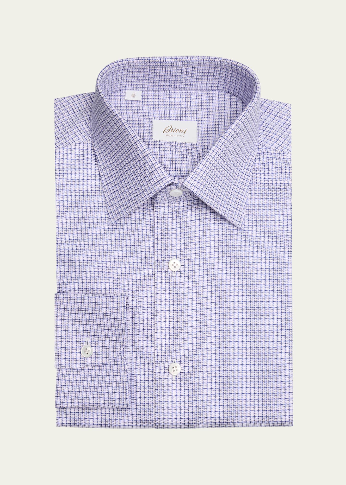 Brioni Men's Cotton Multi-Check Dress Shirt Image 1 of 2