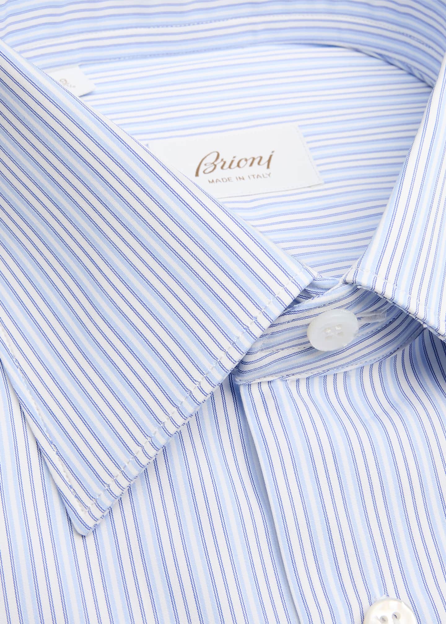 Brioni Men's Cotton Multi-Stripe Dress Shirt Image 2 of 2