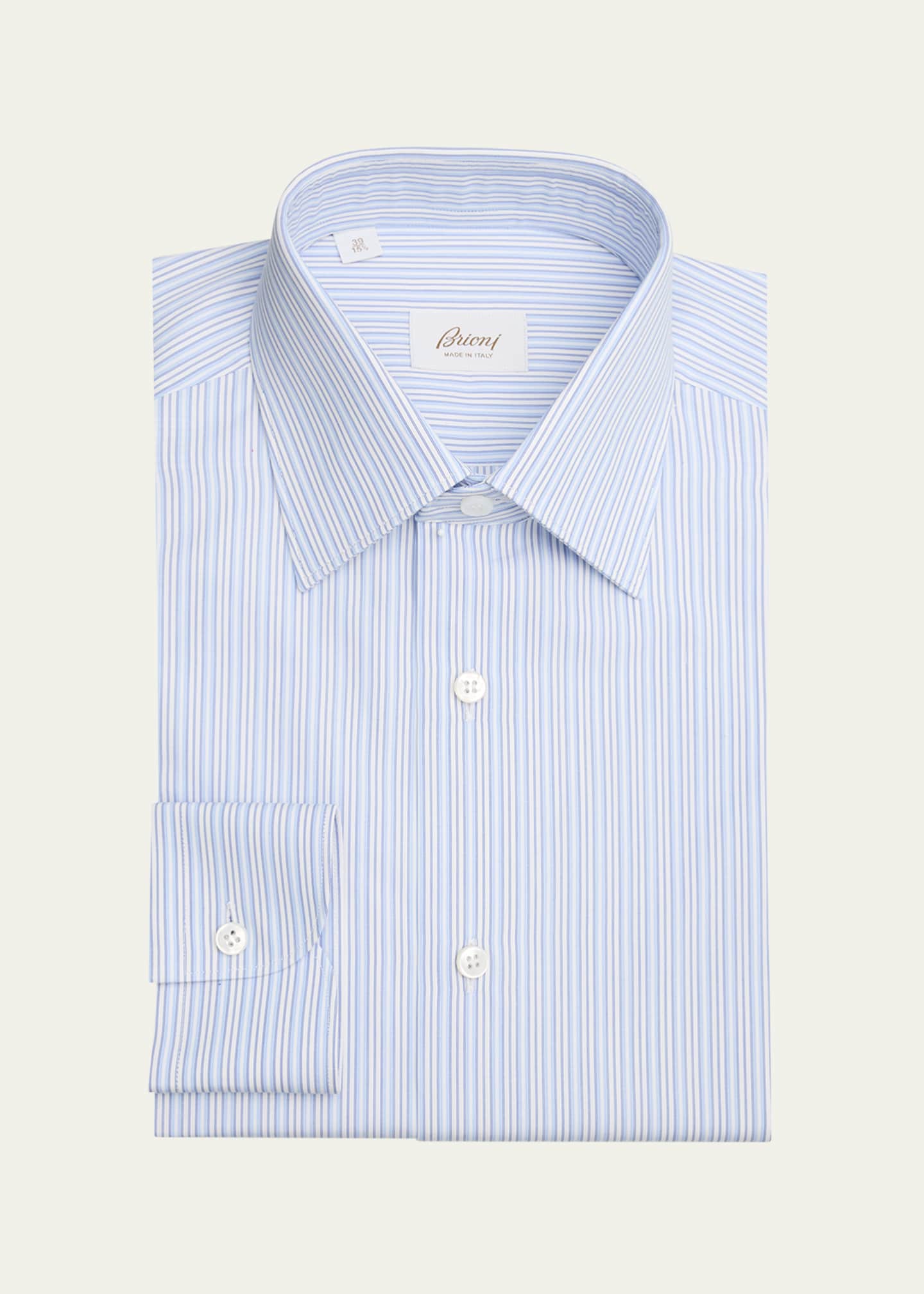 Brioni Men's Cotton Multi-Stripe Dress Shirt Image 1 of 2