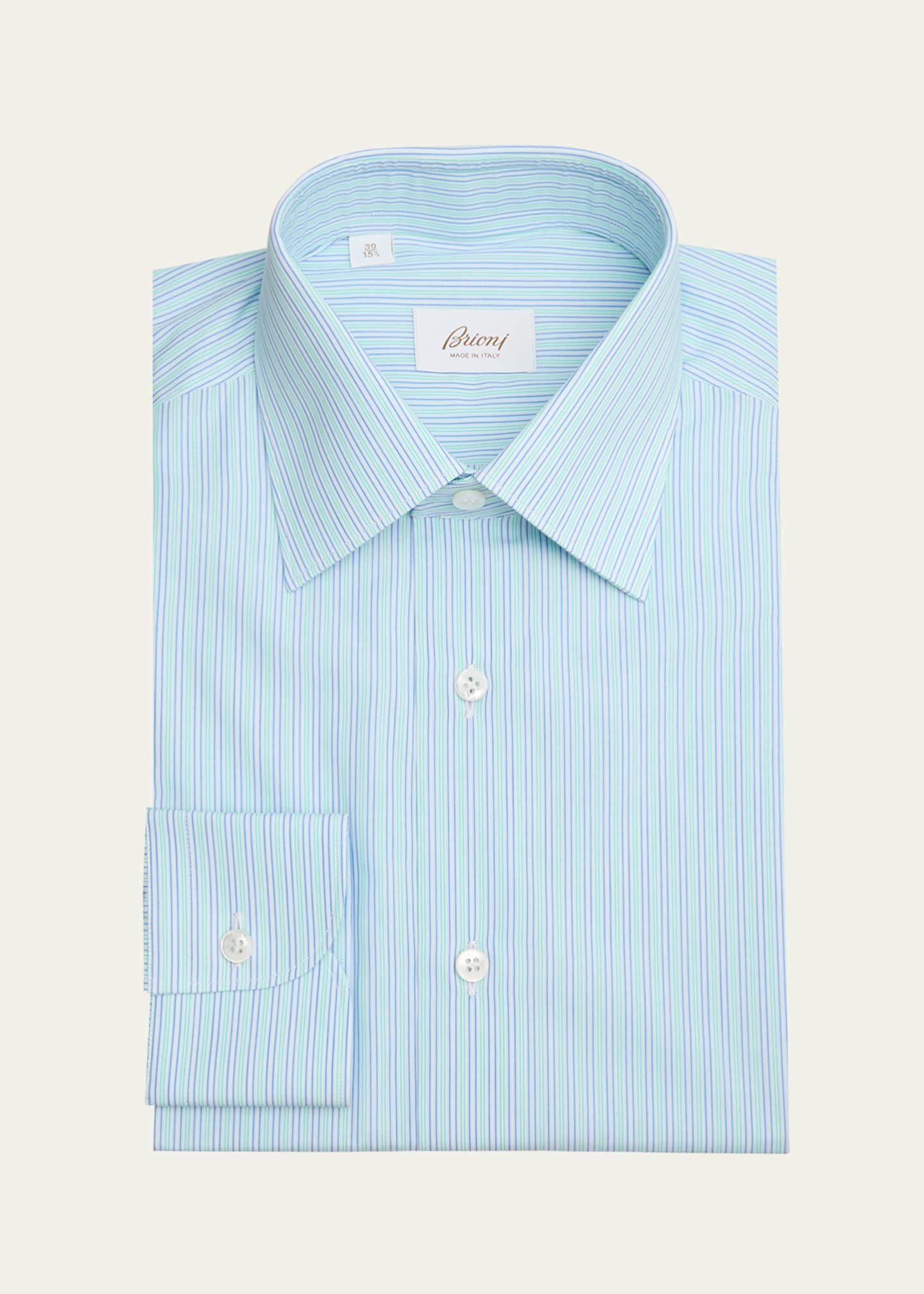 Brioni Men's Cotton Multi-Stripe Dress Shirt Image 1 of 2