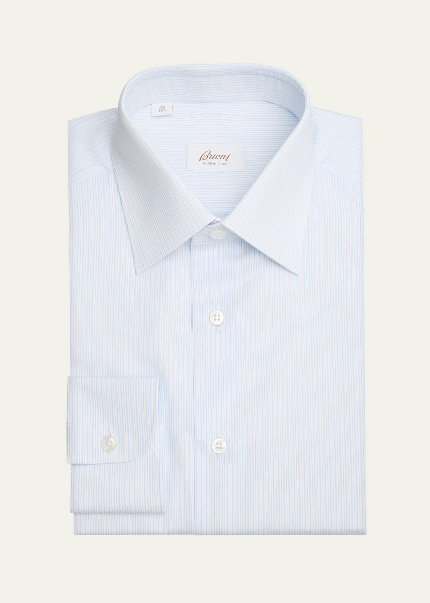 Brioni Men's Cotton Multi-Stripe Dress Shirt Image 1 of 2
