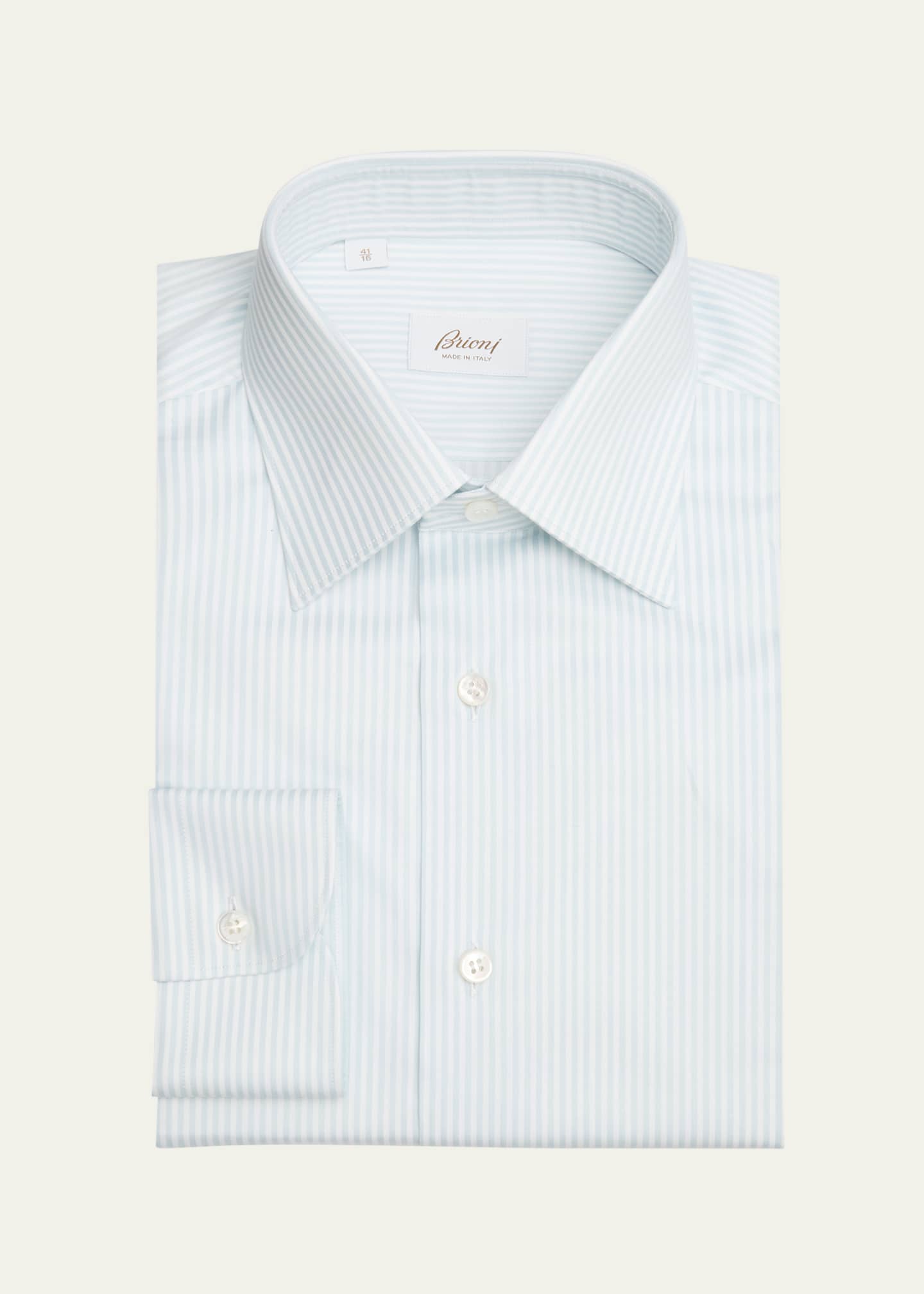 Brioni Men's Cotton Bengal Stripe Dress Shirt Image 1 of 2