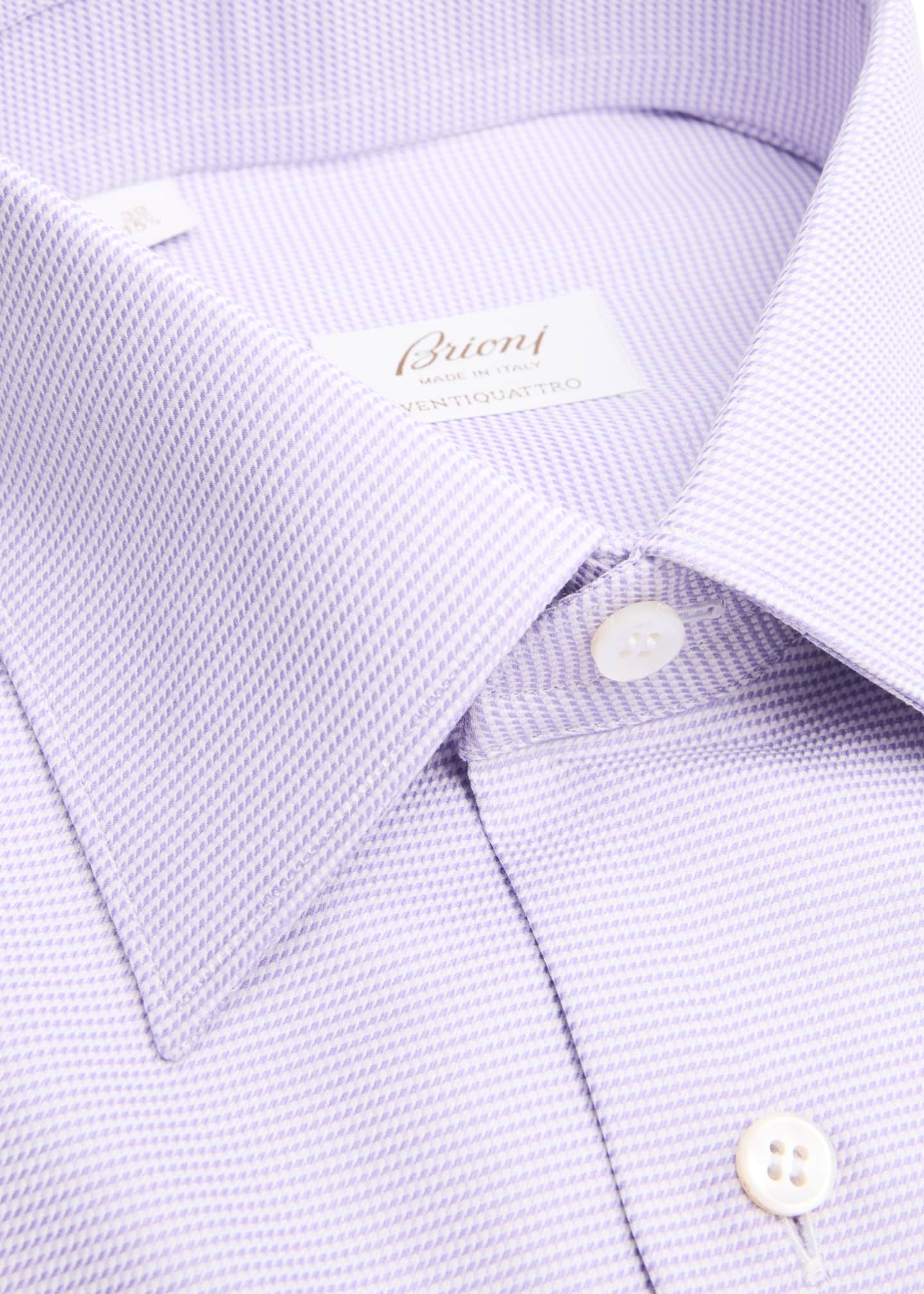 Brioni Men's Cotton Mini Houndstooth Dress Shirt Image 2 of 2