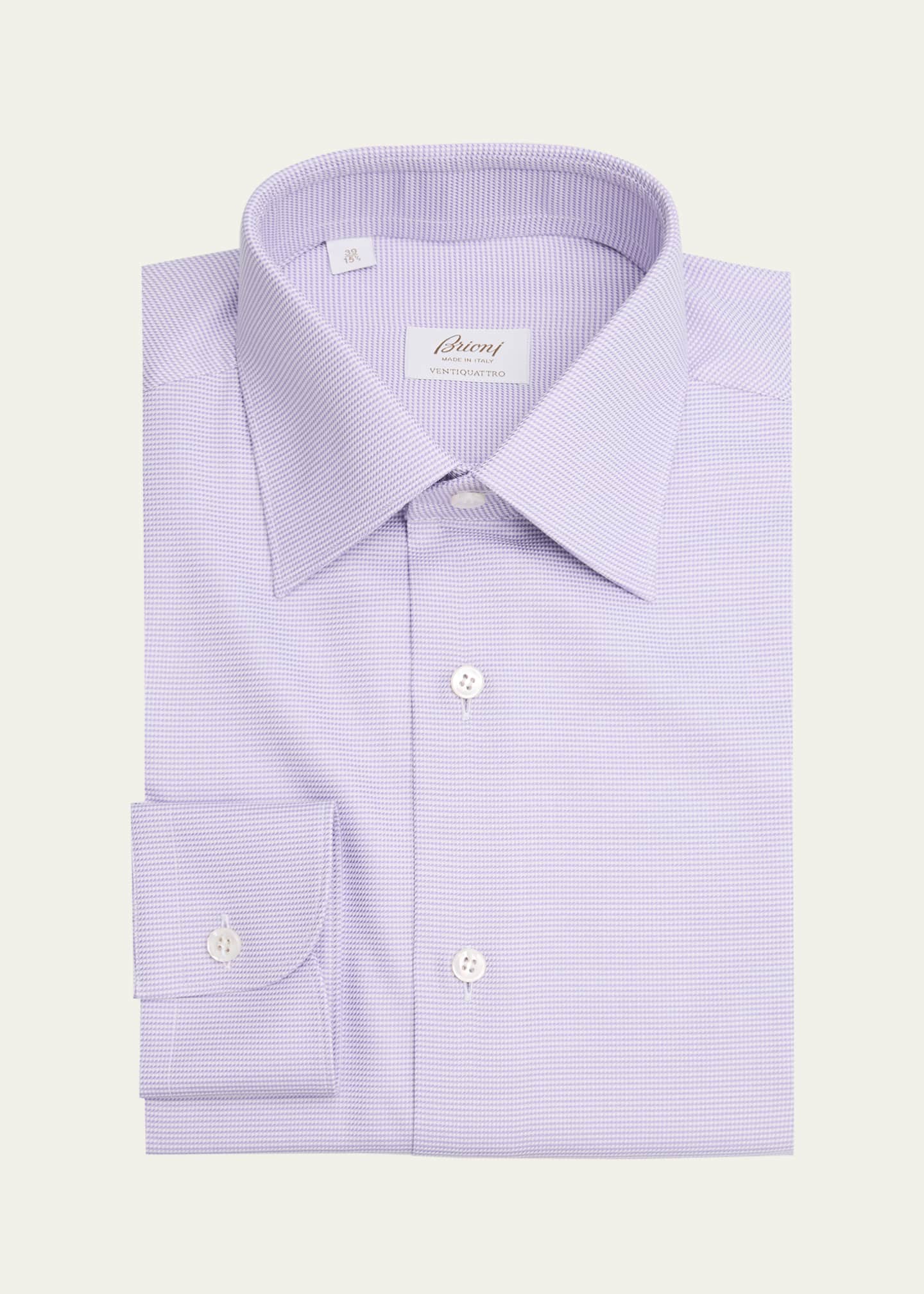 Brioni Men's Cotton Mini Houndstooth Dress Shirt Image 1 of 2