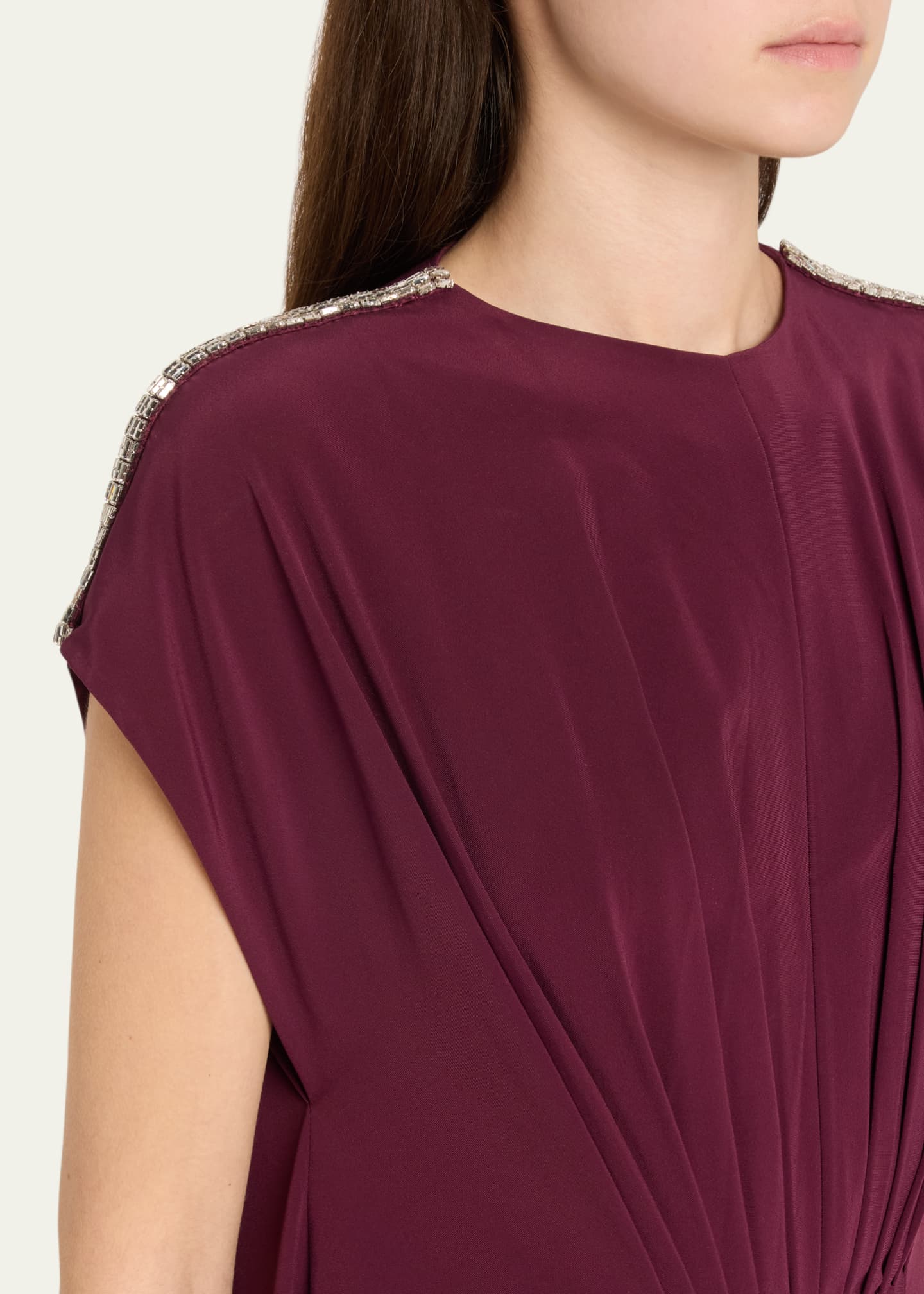 Stephane Rolland Paris Draped Crystal Tunic Crepe Dress Image 5 of 5