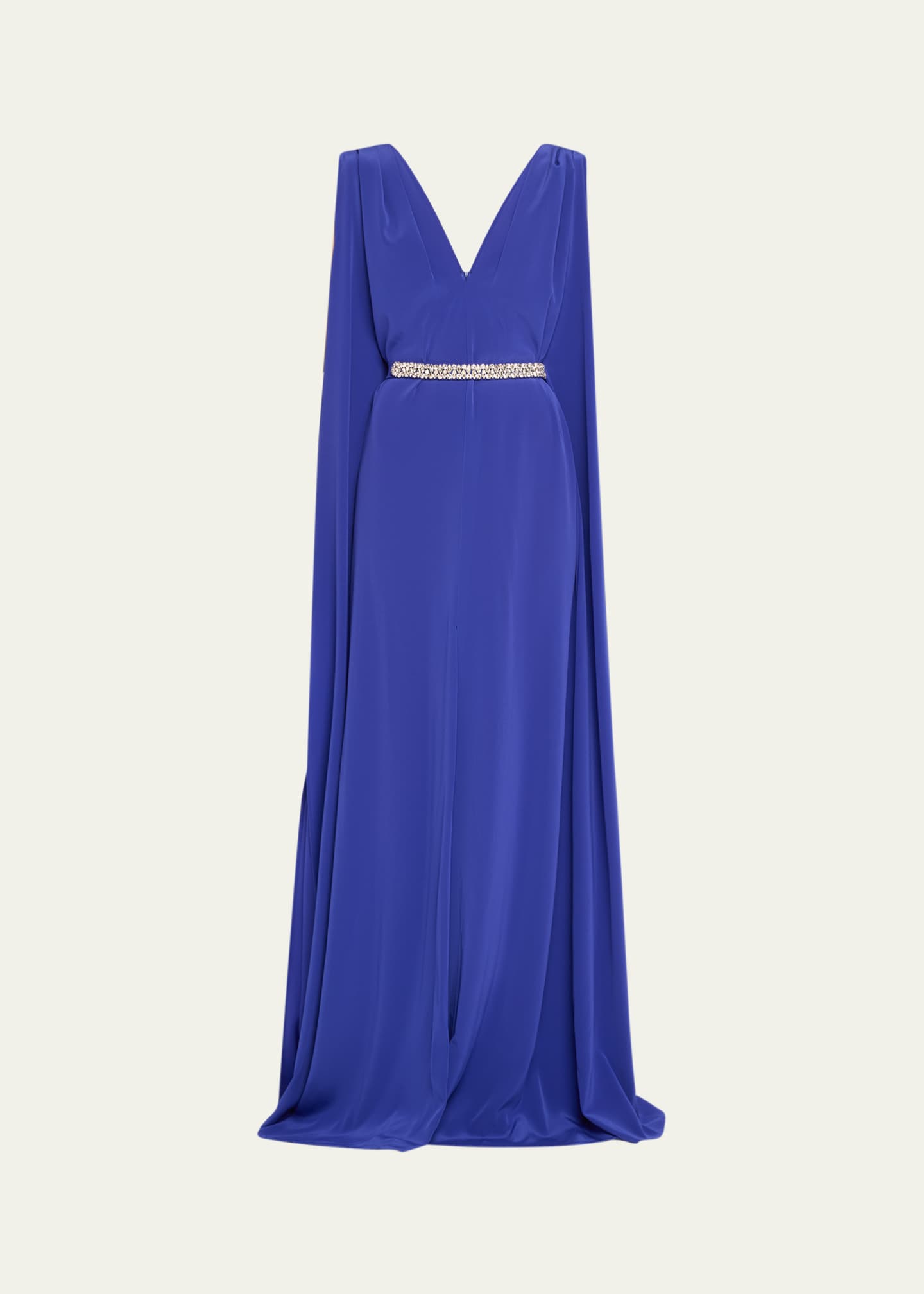 Stephane Rolland Paris Deep V Crepe Gown With Crystal Belt Image 1 of 5