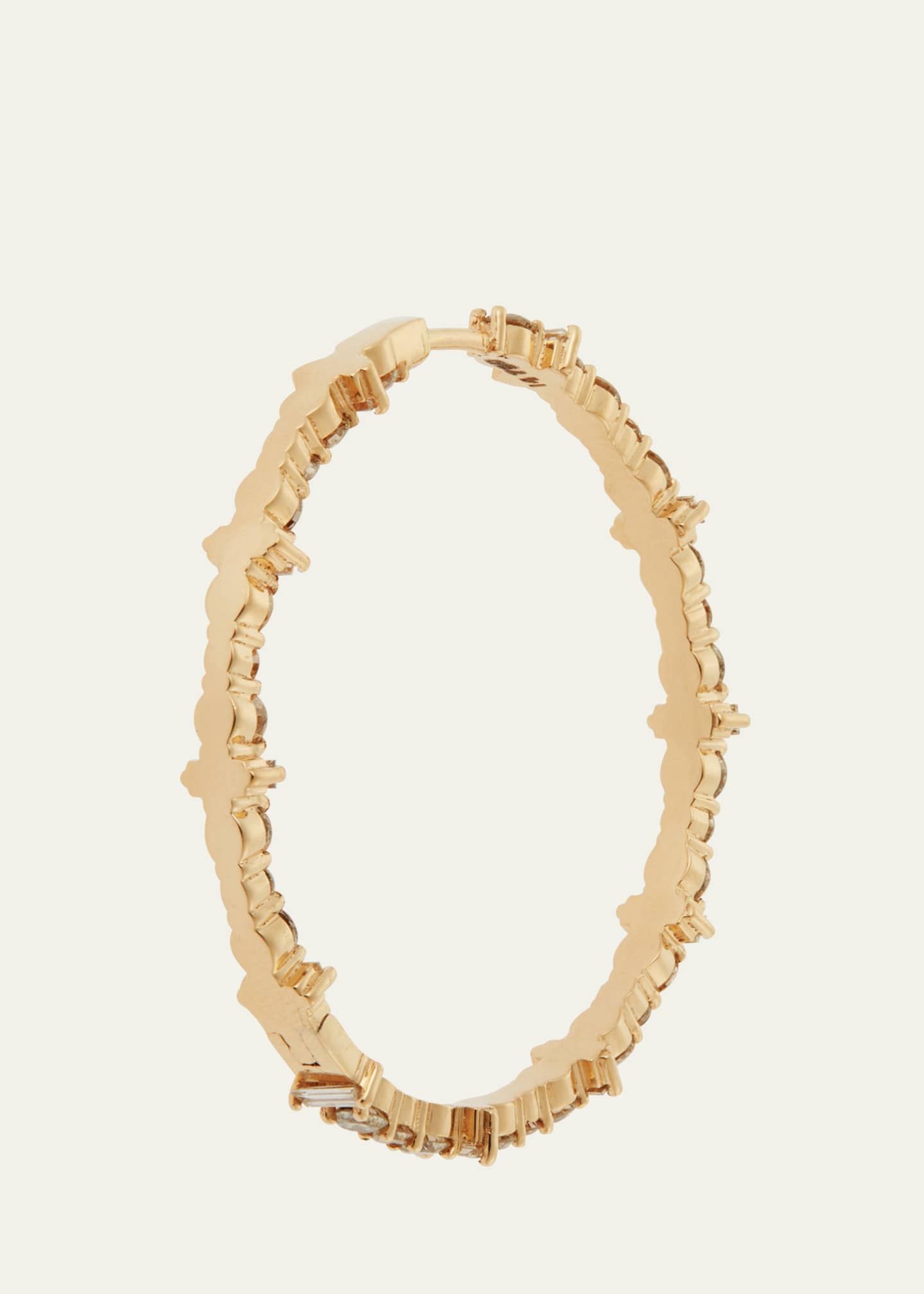 ILEANA MAKRI Champagne Diamond Inside Out Hoop Earrings in 18K Yellow Gold Image 2 of 3