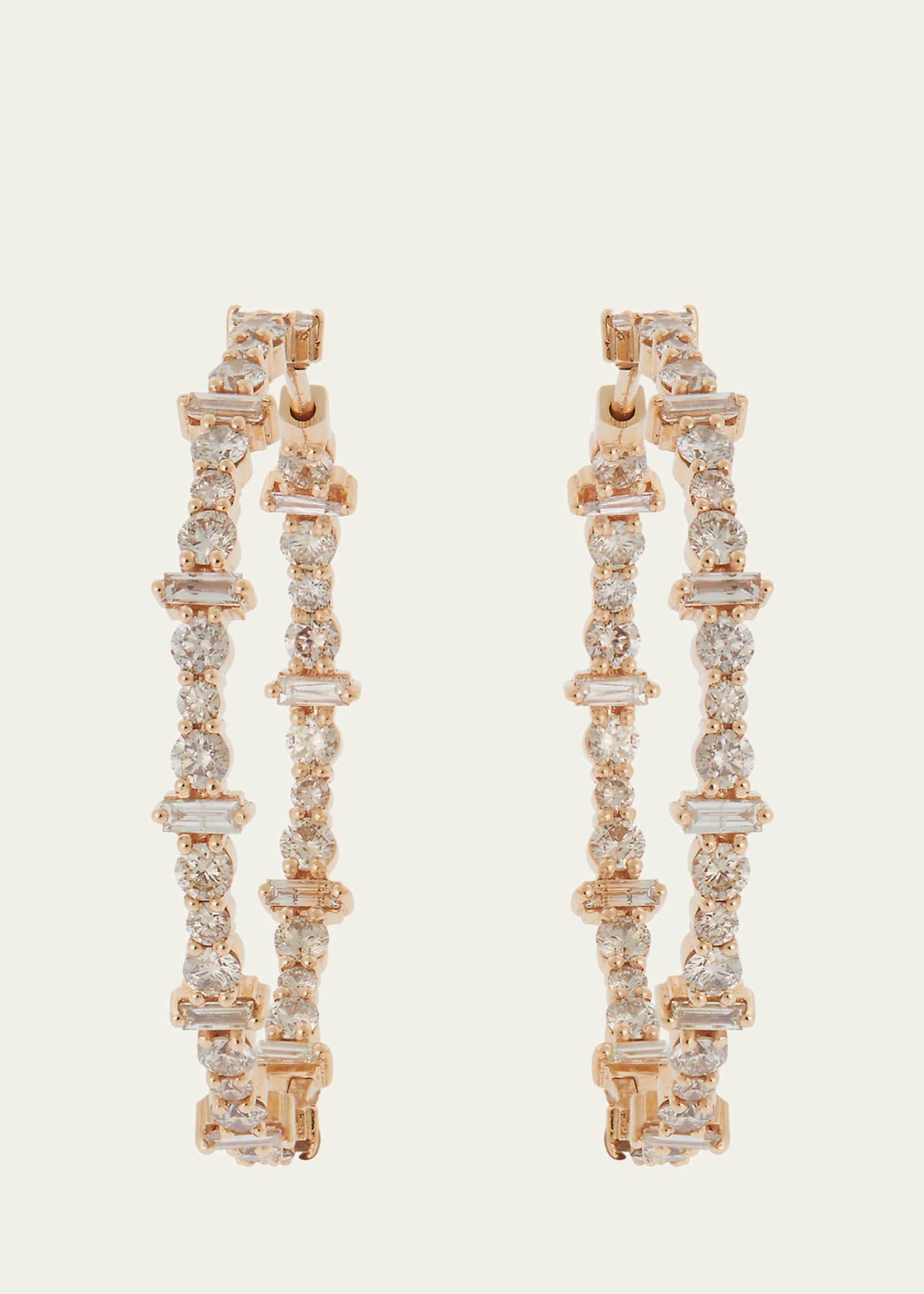 ILEANA MAKRI Champagne Diamond Inside Out Hoop Earrings in 18K Yellow Gold Image 1 of 3