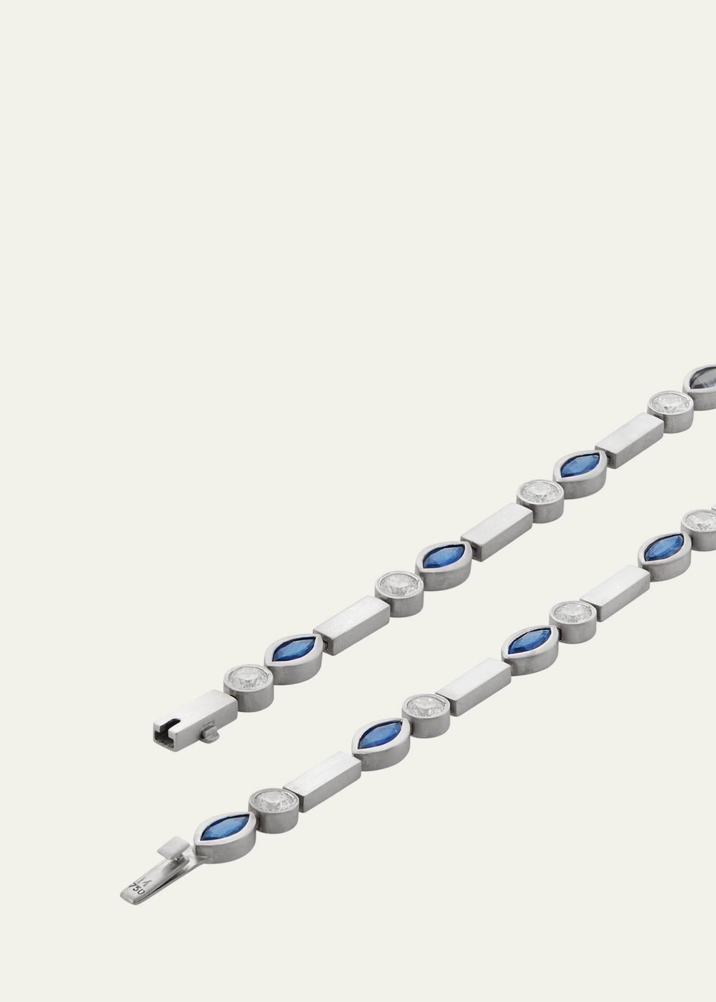ILEANA MAKRI Sapphire Navette Stream Bracelet with Diamonds in 18K White Gold Image 2 of 3