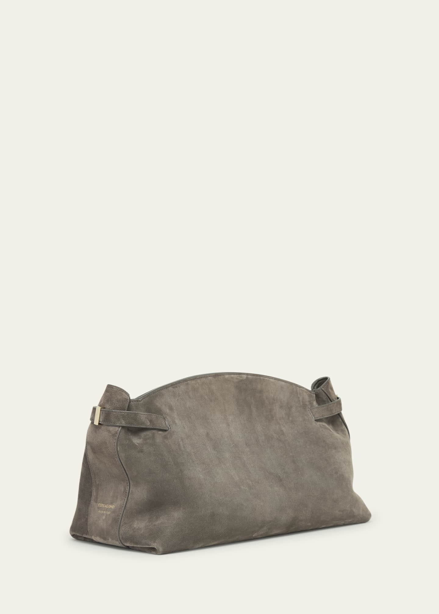 Ferragamo Hug Large Multipocket Suede Pouch Shoulder Bag Image 3 of 6