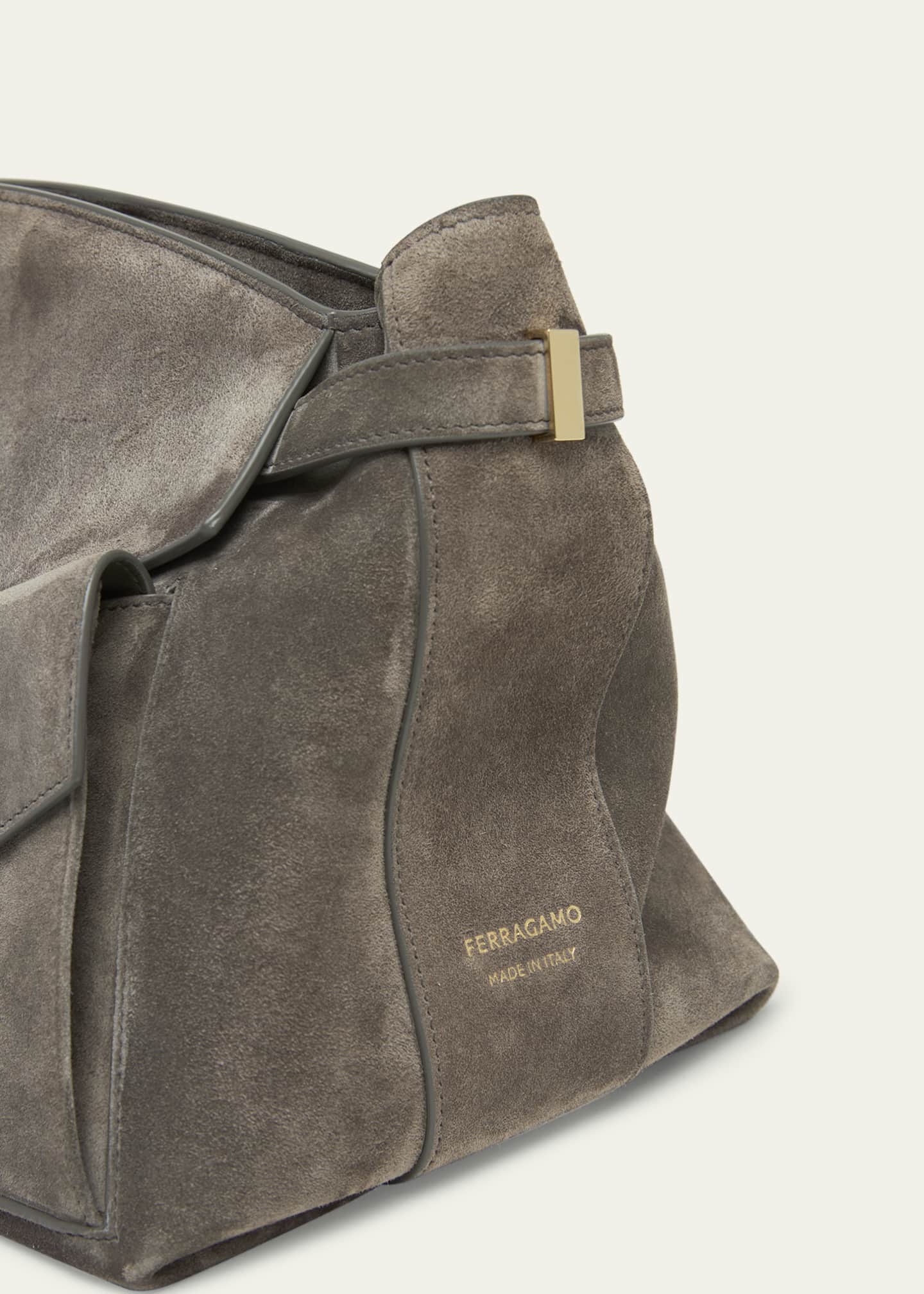 Ferragamo Hug Large Multipocket Suede Pouch Shoulder Bag Image 6 of 6