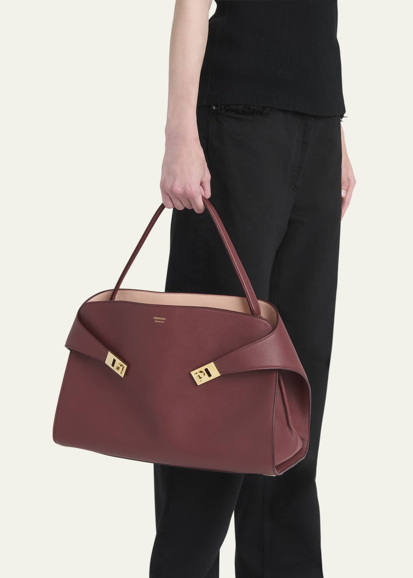 Ferragamo Hug Medium Soft Leather Top-Handle Bag Image 2 of 6