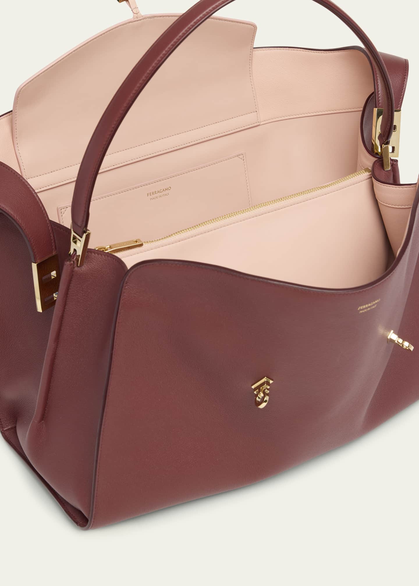 Ferragamo Hug Medium Soft Leather Top-Handle Bag Image 4 of 6