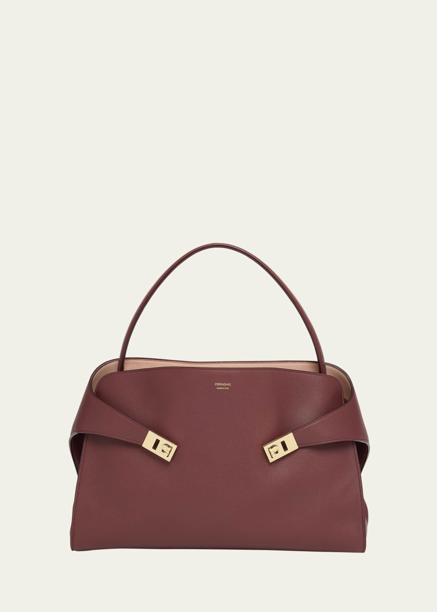 Ferragamo Hug Medium Soft Leather Top-Handle Bag Image 1 of 6