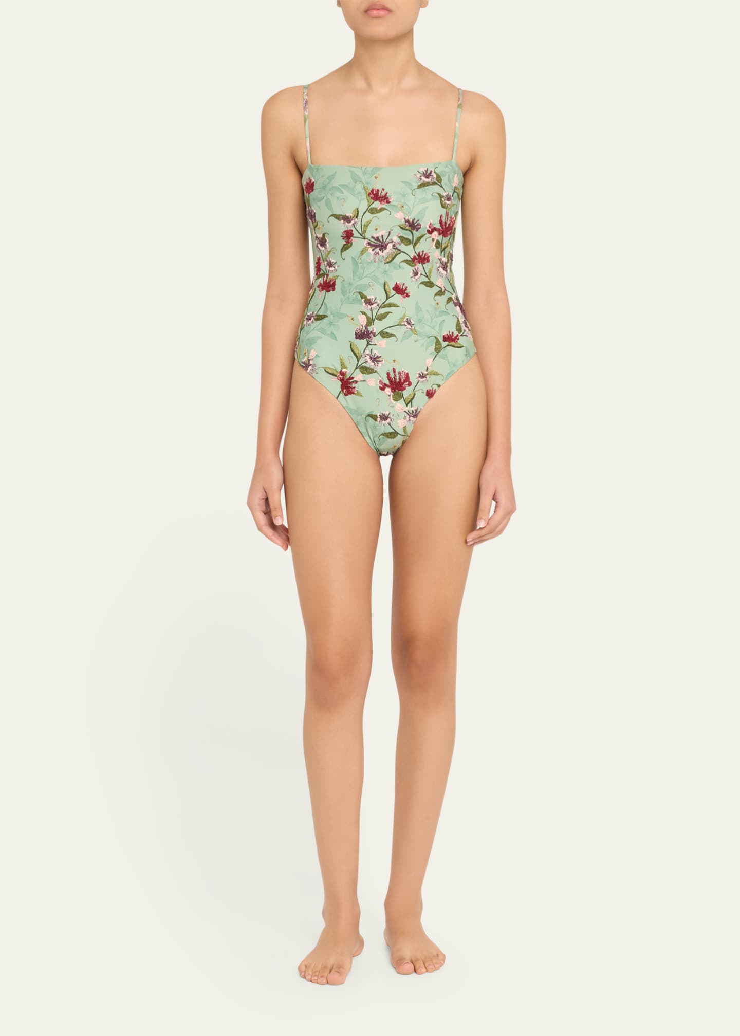 Agua by Agua Bendita Duranzo Honeysuckle Hand-Embroidered One-Piece Swimsuit Image 2 of 5