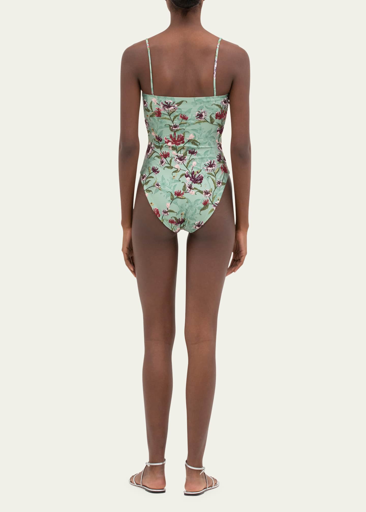 Agua by Agua Bendita Duranzo Honeysuckle Hand-Embroidered One-Piece Swimsuit Image 3 of 5
