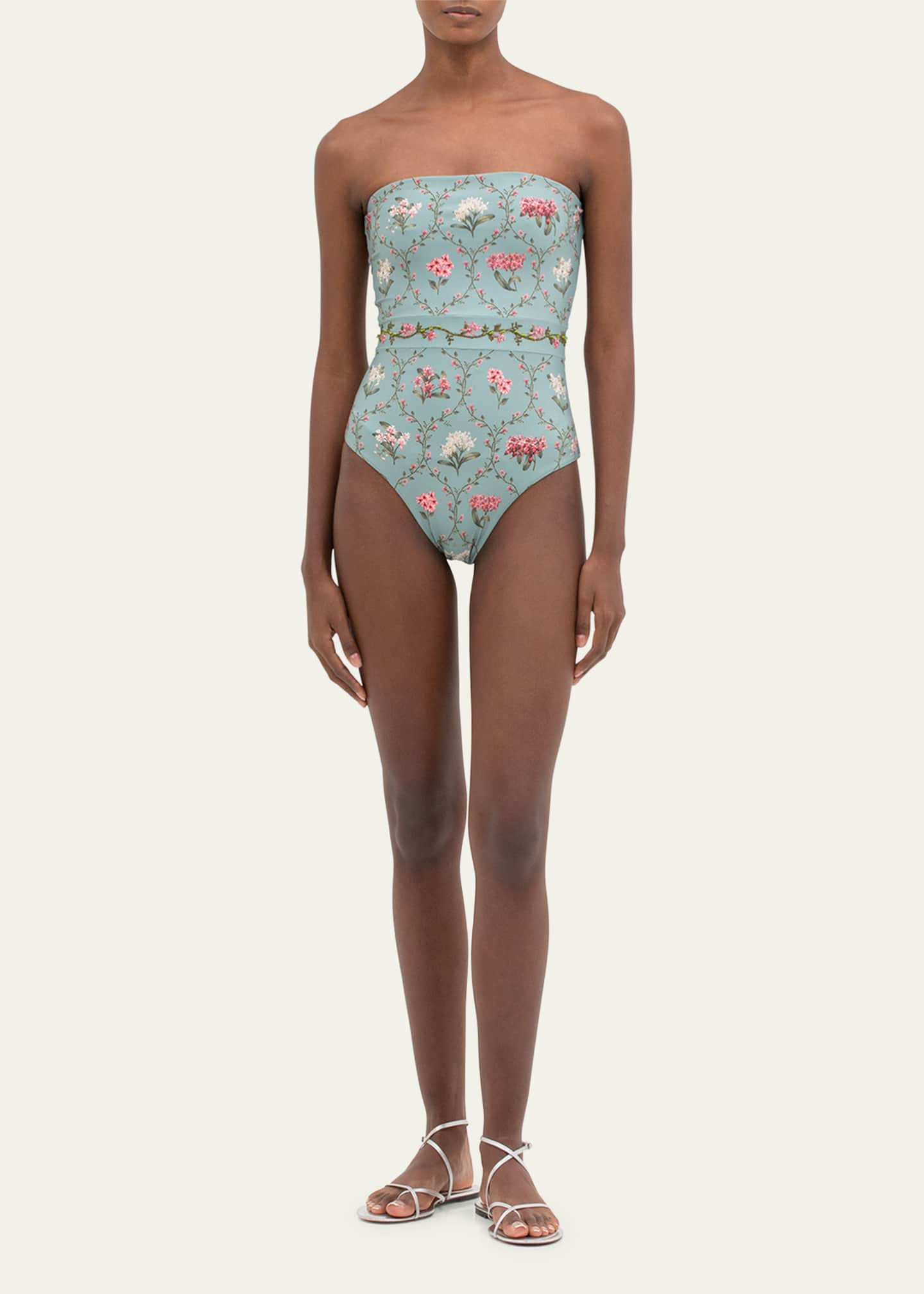 Agua by Agua Bendita Ilusion Orquidea Hand-Embroidered One-Piece Swimsuit Image 2 of 4