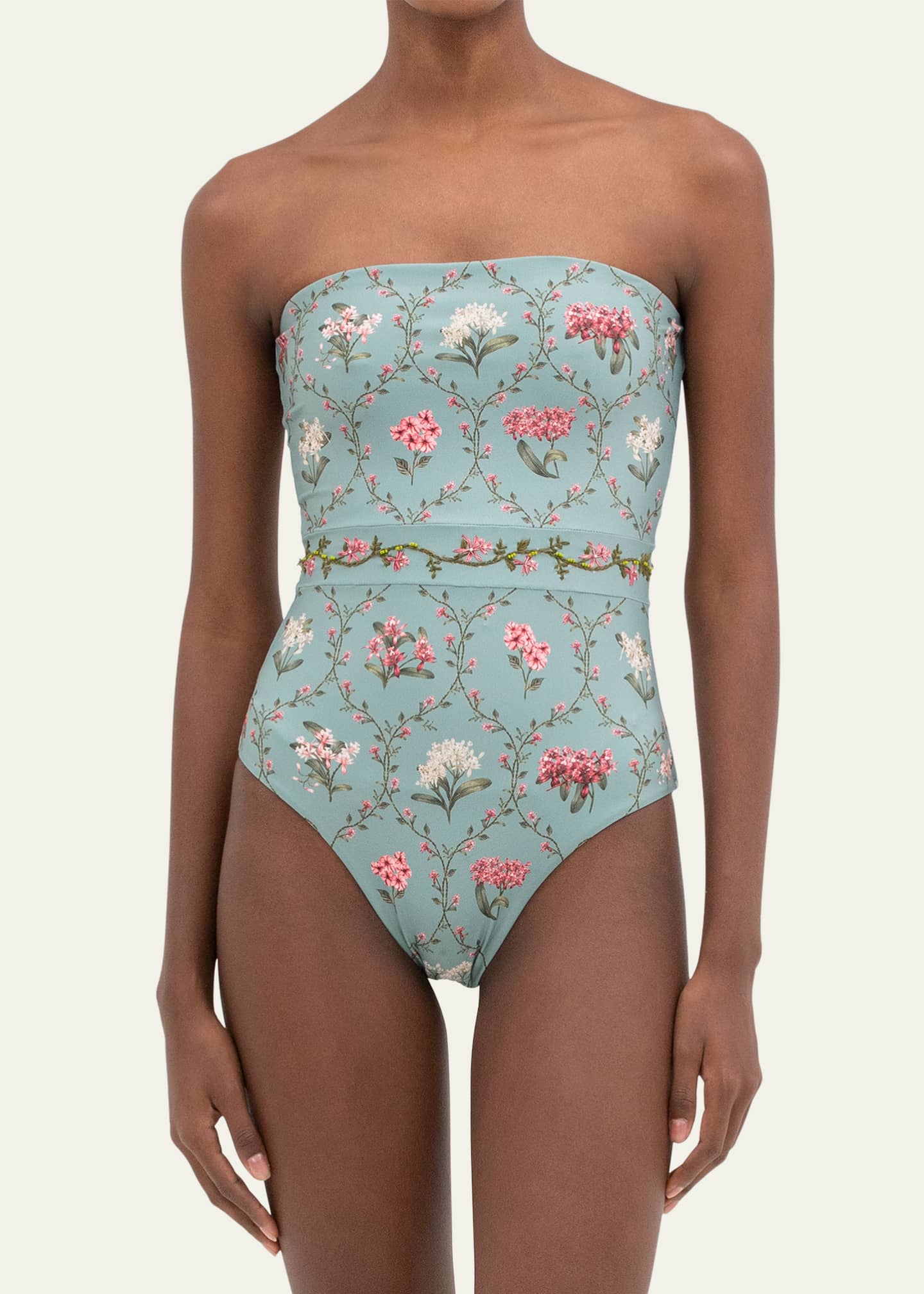 Agua by Agua Bendita Ilusion Orquidea Hand-Embroidered One-Piece Swimsuit Image 4 of 4